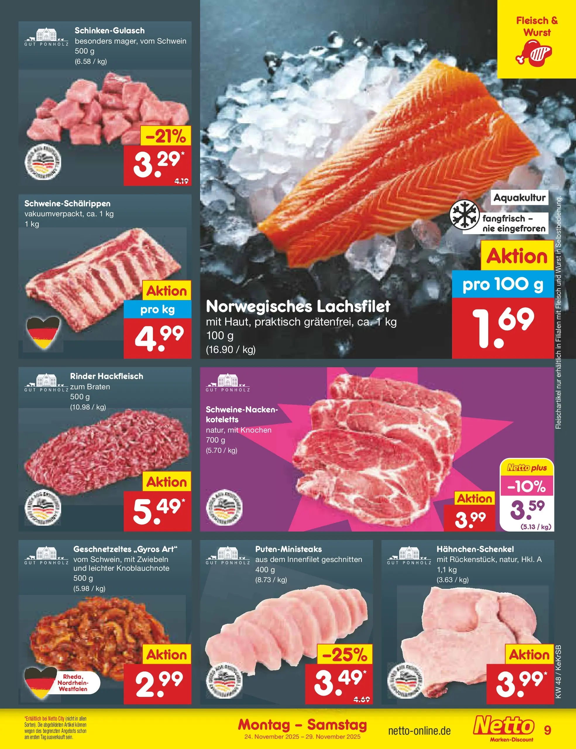 Netto Marken-Discount prospekt Kruft	 (ab 23.11.2025) » Angebote | Seite: 9 | Produkte: Zwiebeln, Wurst, Fleisch, Hackfleisch