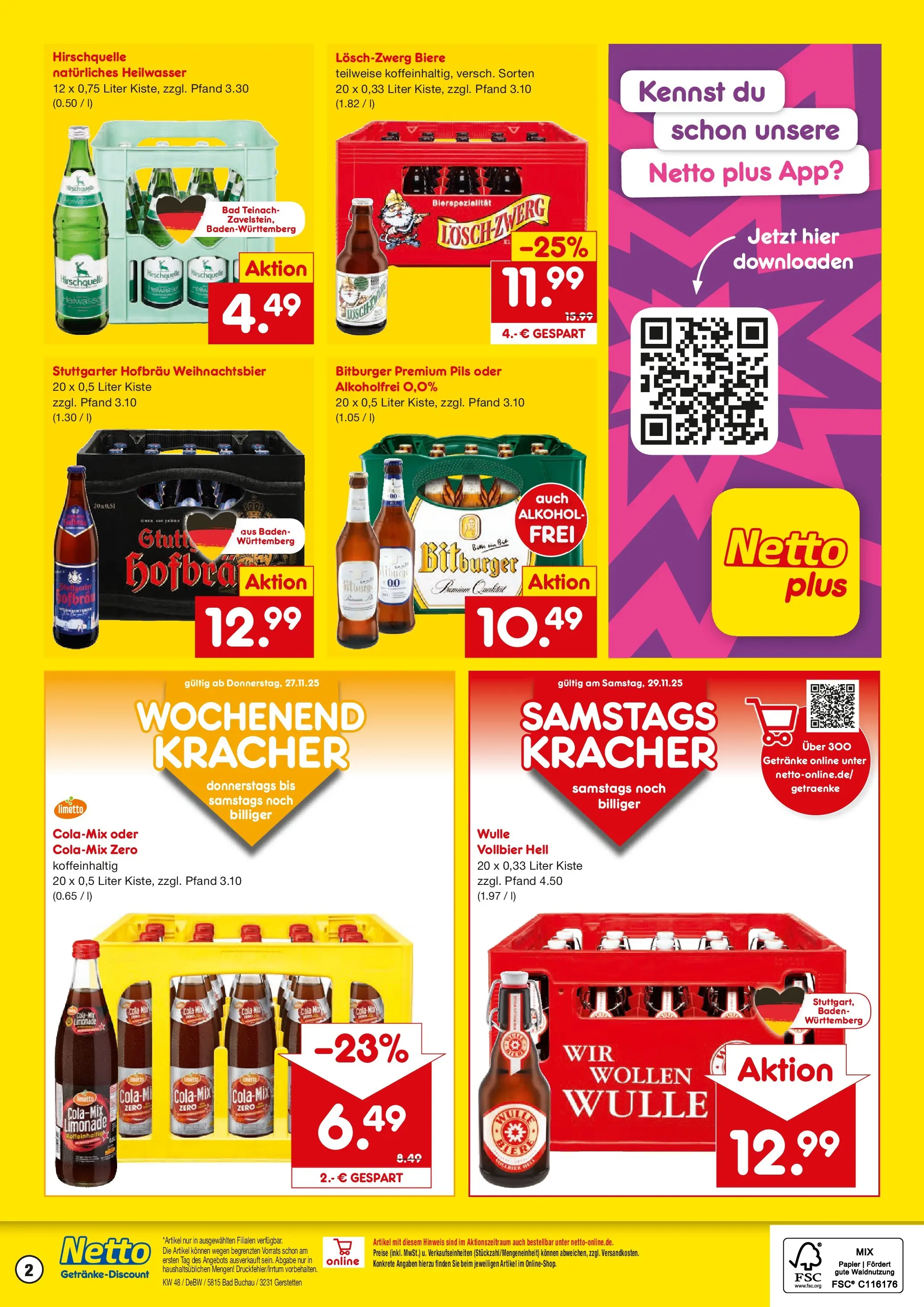 Netto Marken-Discount prospekt Gerstetten	 (ab 24.11.2025) » Angebote | Seite: 2 | Produkte: Cola, Bad, Pils, Limonade