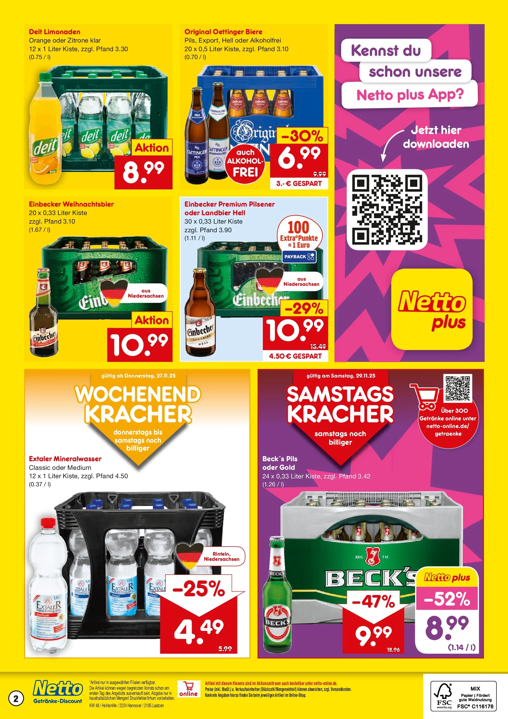 Netto Marken-Discount prospekt Laatzen	 (ab 24.11.2025) » Angebote | Seite: 2 | Produkte: Pils, Oettinger, Mineralwasser, Zitrone