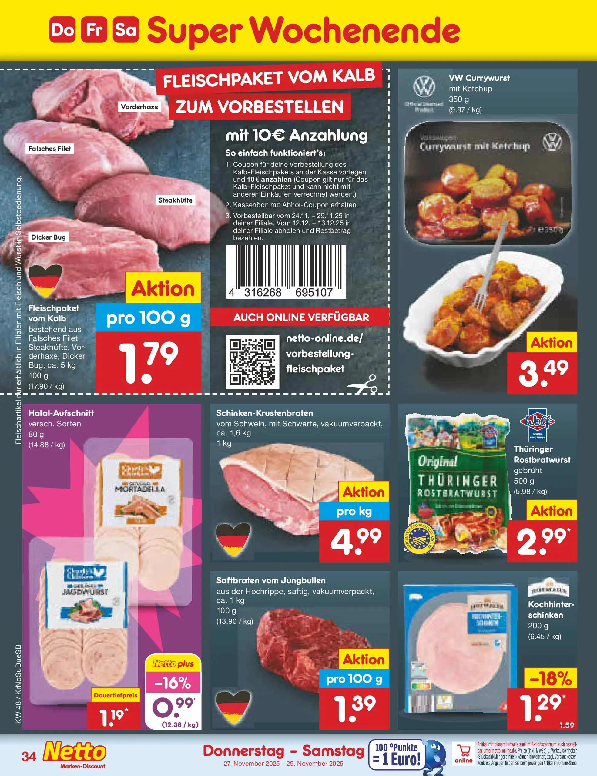 Netto Marken-Discount prospekt Duisburg	 (ab 24.11.2025) » Angebote | Seite: 40 | Produkte: Wurst, Schinken, Ketchup, Fleisch