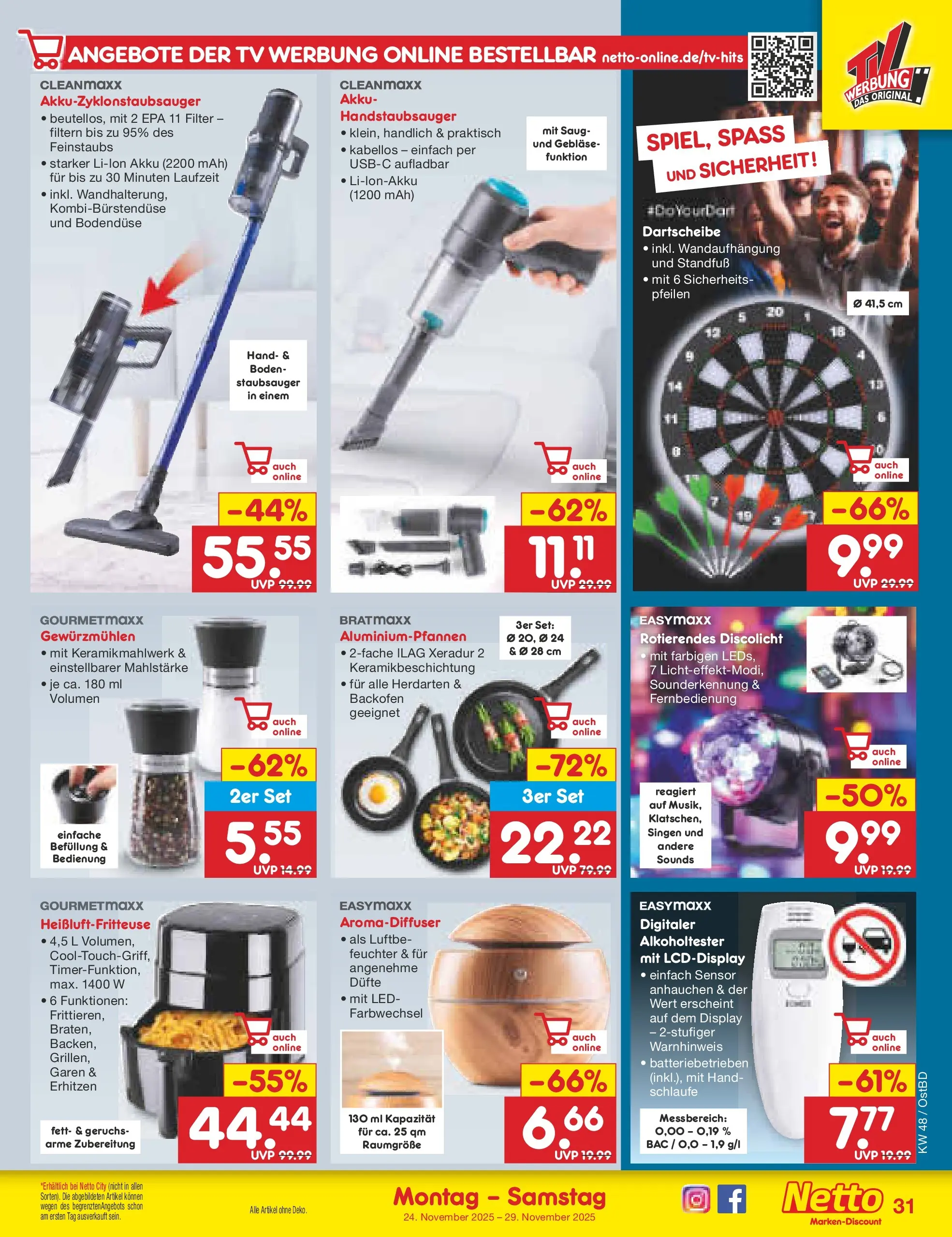 Netto Marken-Discount prospekt Augustusburg	 (ab 23.11.2025) » Angebote | Seite: 37 | Produkte: Staubsauger, Backofen, Heißluftfritteuse, TV