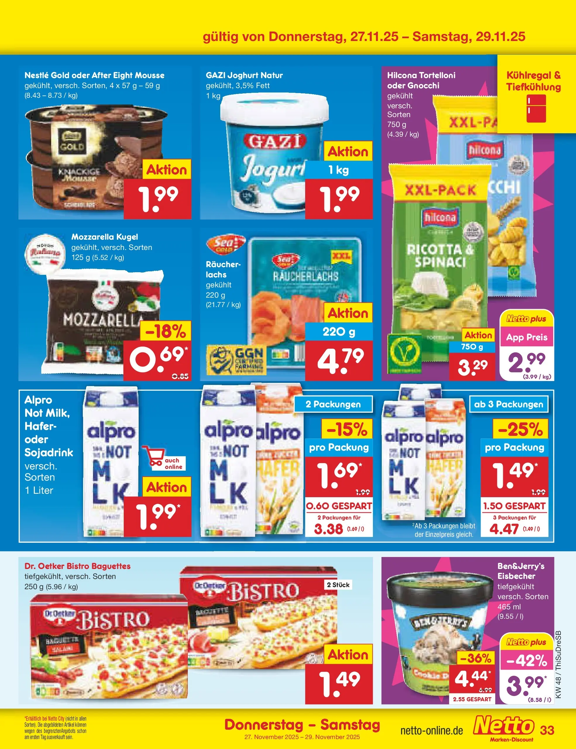 Netto Marken-Discount prospekt Pirna	 (ab 23.11.2025) » Angebote | Seite: 41 | Produkte: Joghurt, Mozzarella, Lachs, Räucherlachs
