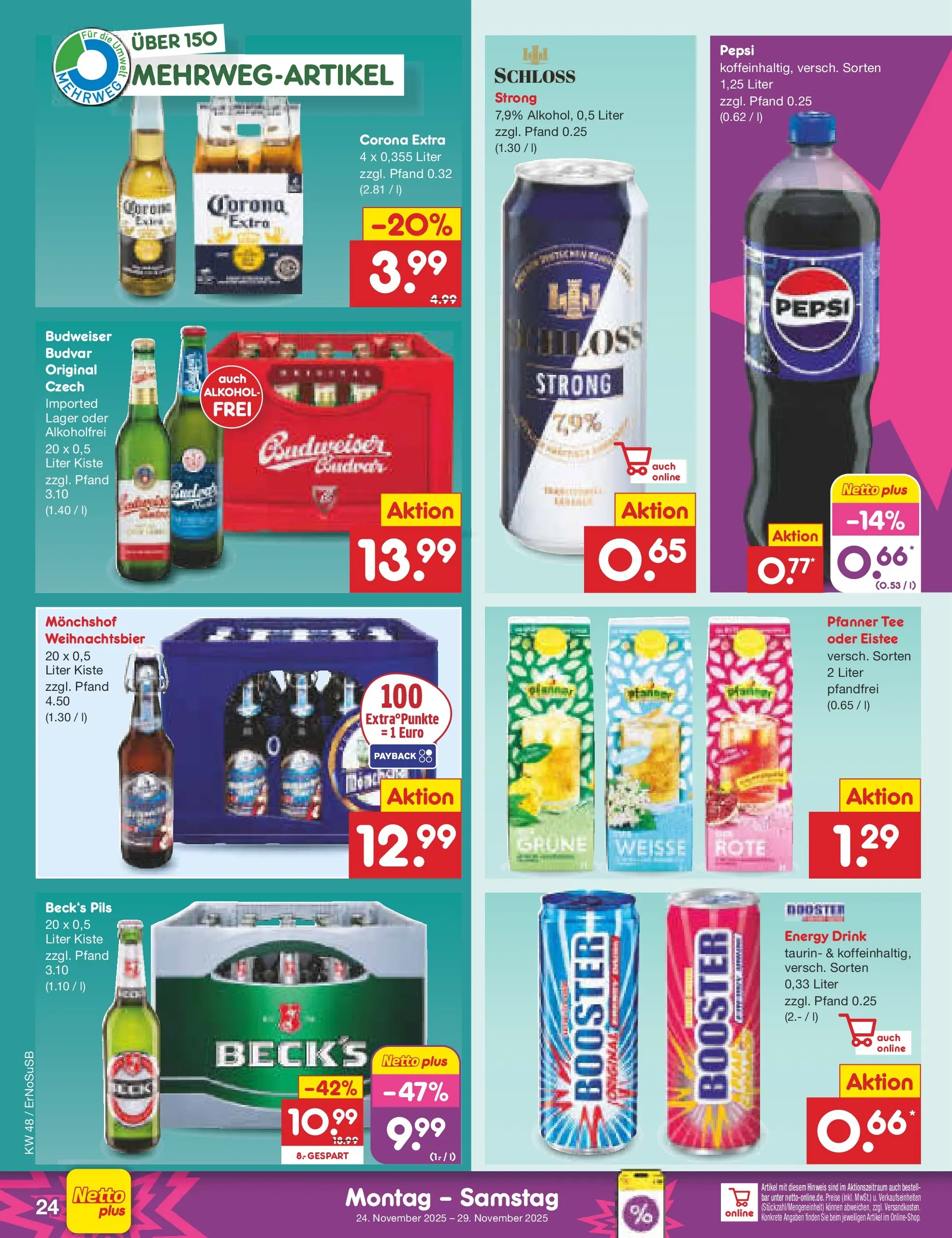 Netto Marken-Discount prospekt Erfurt	 (ab 23.11.2025) » Angebote | Seite: 30 | Produkte: Monchshof, Energy, Pepsi, Tee