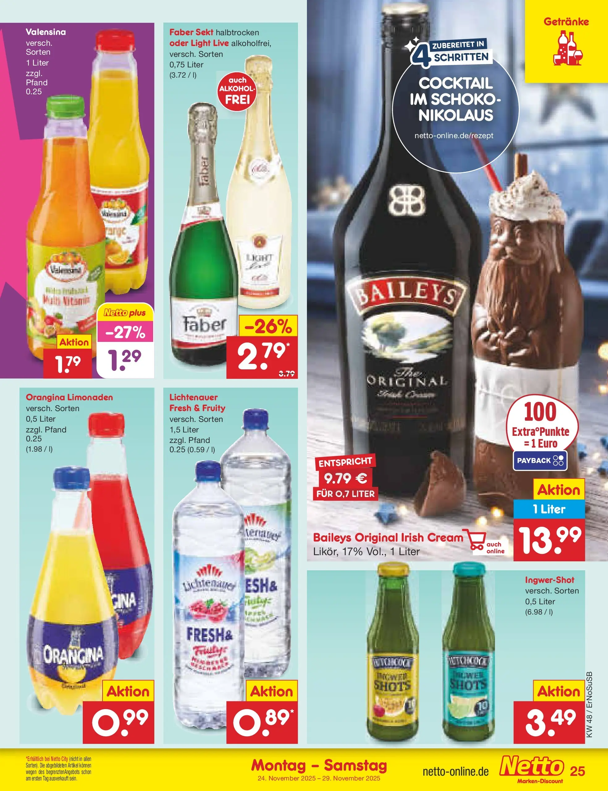 Netto Marken-Discount prospekt Erfurt	 (ab 23.11.2025) » Angebote | Seite: 31 | Produkte: Sekt, Valensina, Baileys