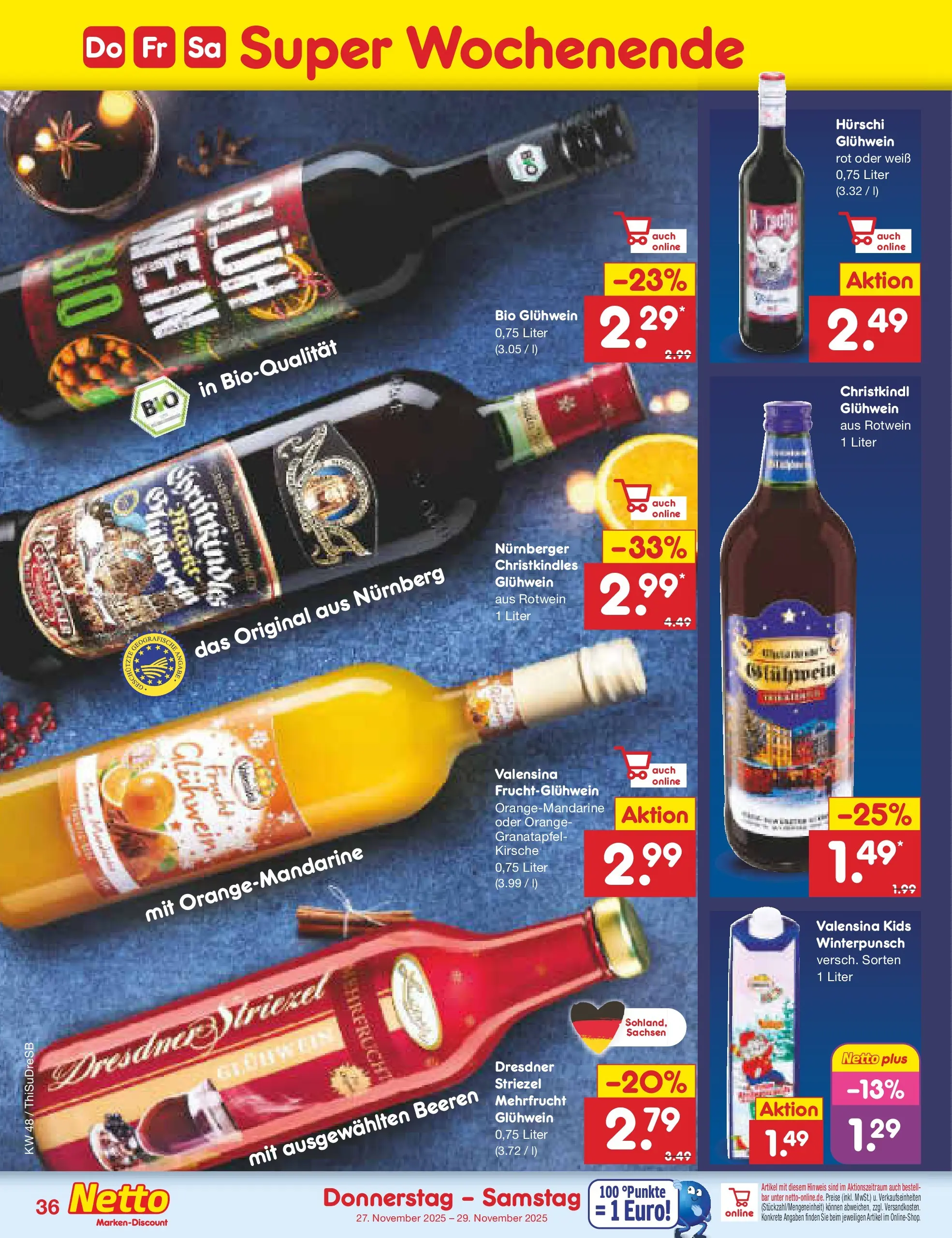 Netto Marken-Discount prospekt Pirna	 (ab 23.11.2025) » Angebote | Seite: 44 | Produkte: Granatapfel, Rotwein, Valensina