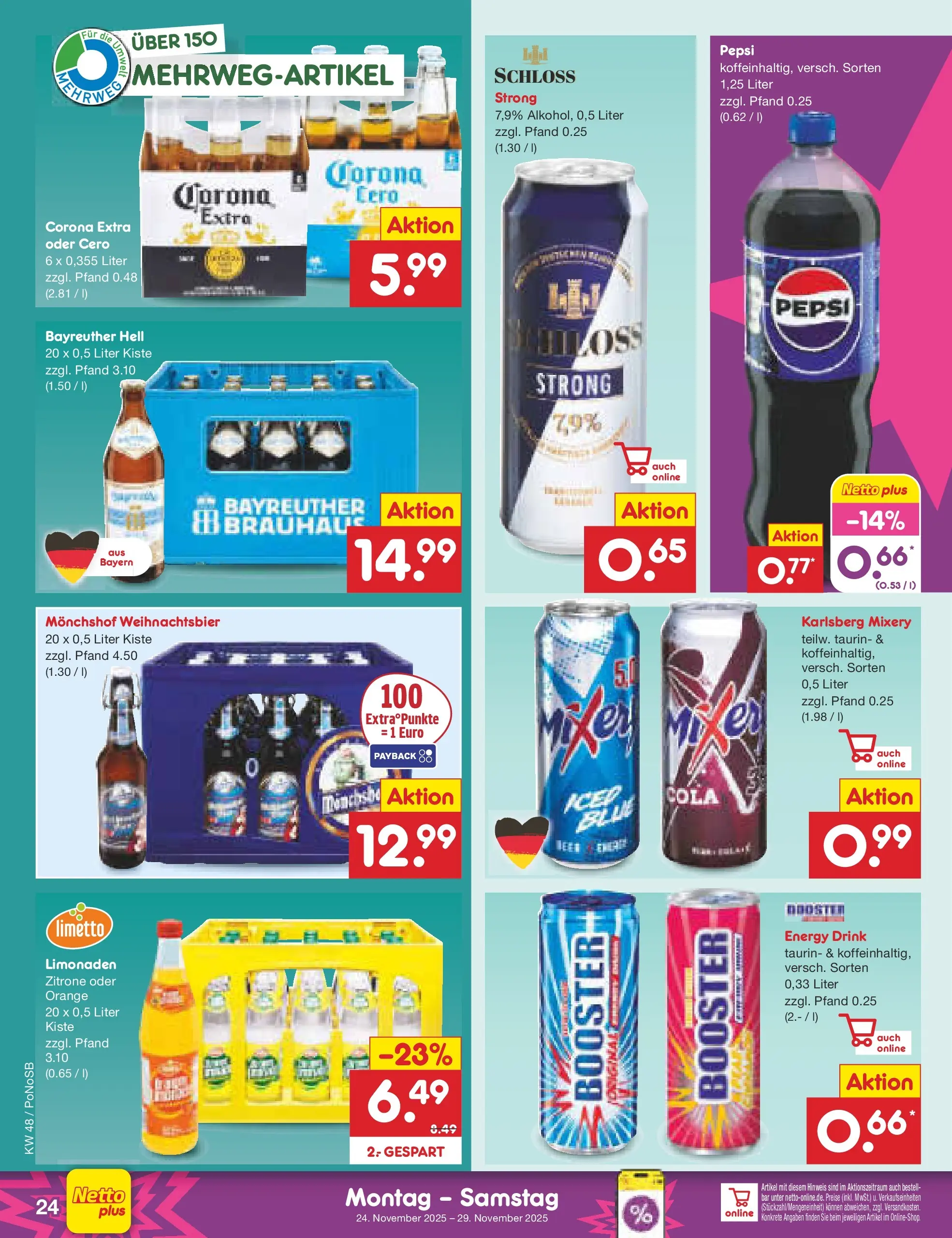 Netto Marken-Discount prospekt Amberg	 (ab 24.11.2025) » Angebote | Seite: 30 | Produkte: Energy, Zitrone, Pepsi, Mixery