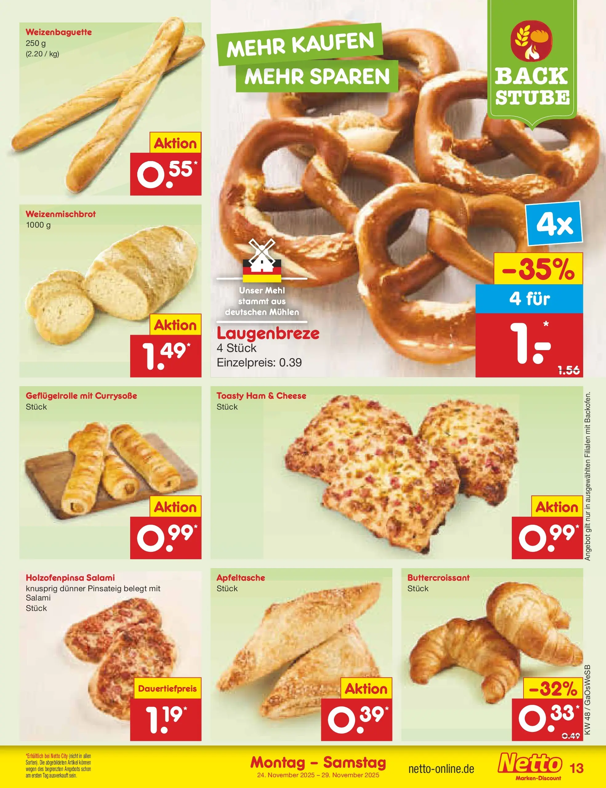 Netto Marken-Discount prospekt Moormerland	 (ab 23.11.2025) » Angebote | Seite: 13 | Produkte: Mehl, Salami