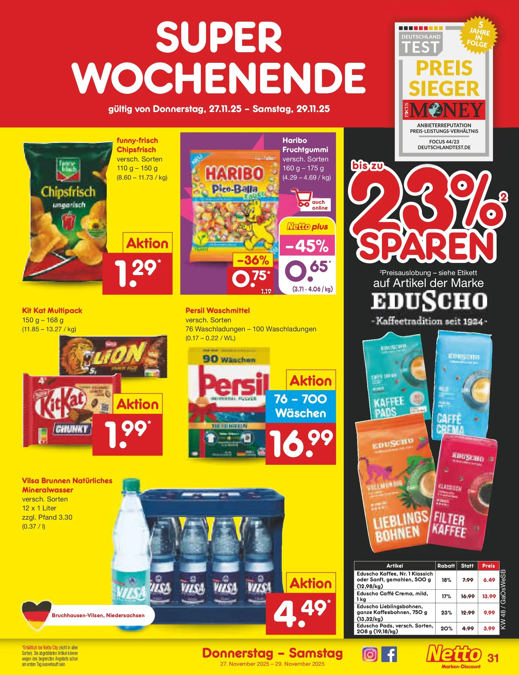 Netto Marken-Discount prospekt Moormerland	 (ab 23.11.2025) » Angebote | Seite: 37 | Produkte: Haribo, Kaffee, Waschmittel, Eduscho