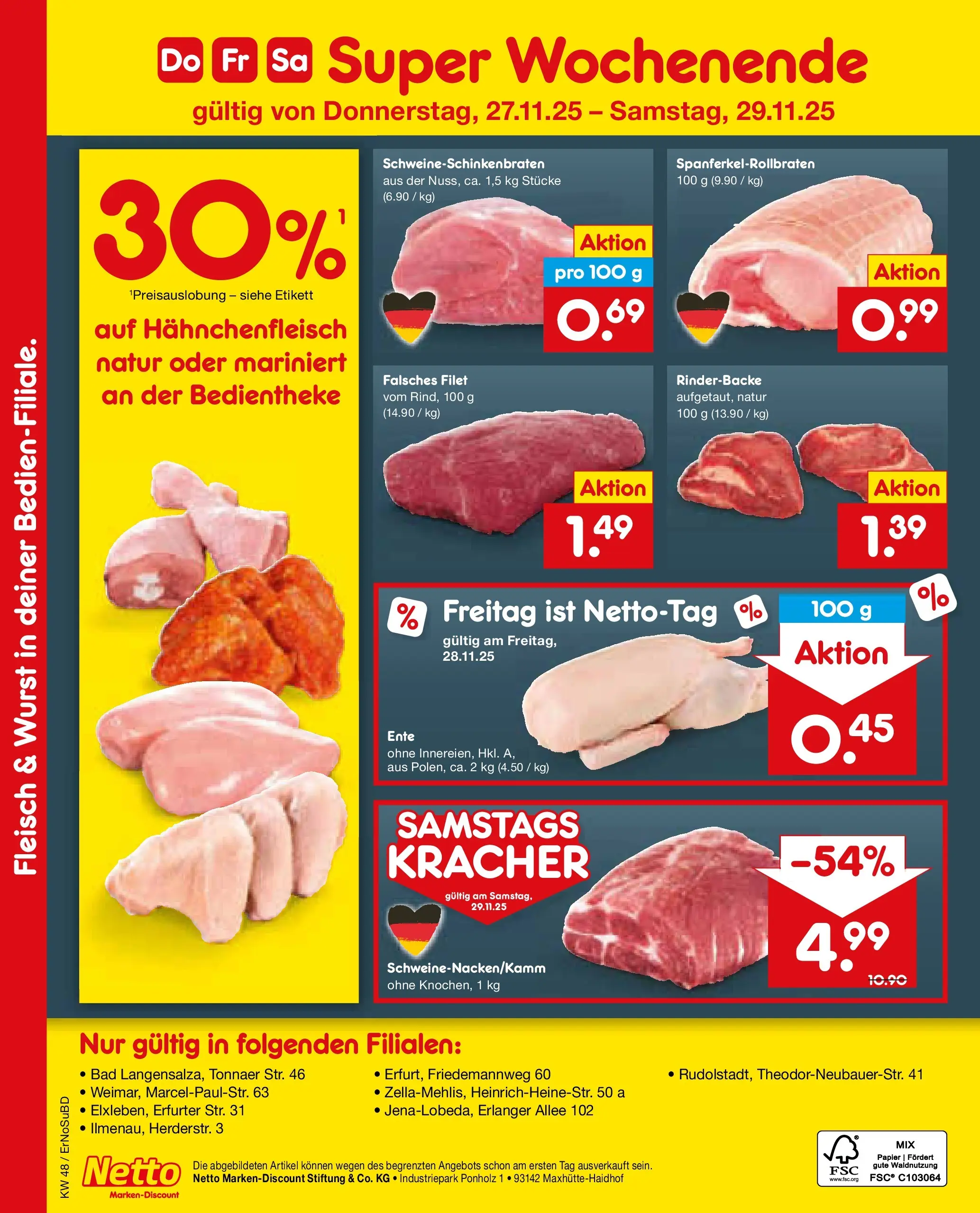 Netto Marken-Discount prospekt Nordhausen	 (ab 23.11.2025) » Angebote | Seite: 11 | Produkte: Bad, Wurst, Fleisch