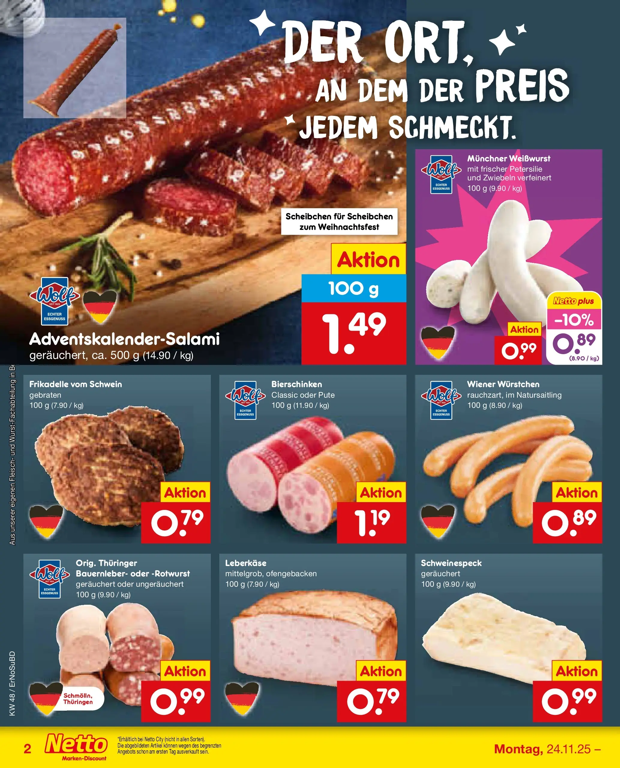 Netto Marken-Discount prospekt Nordhausen	 (ab 23.11.2025) » Angebote | Seite: 12 | Produkte: Pute, Wiener wurstchen, Zwiebeln, Fleisch