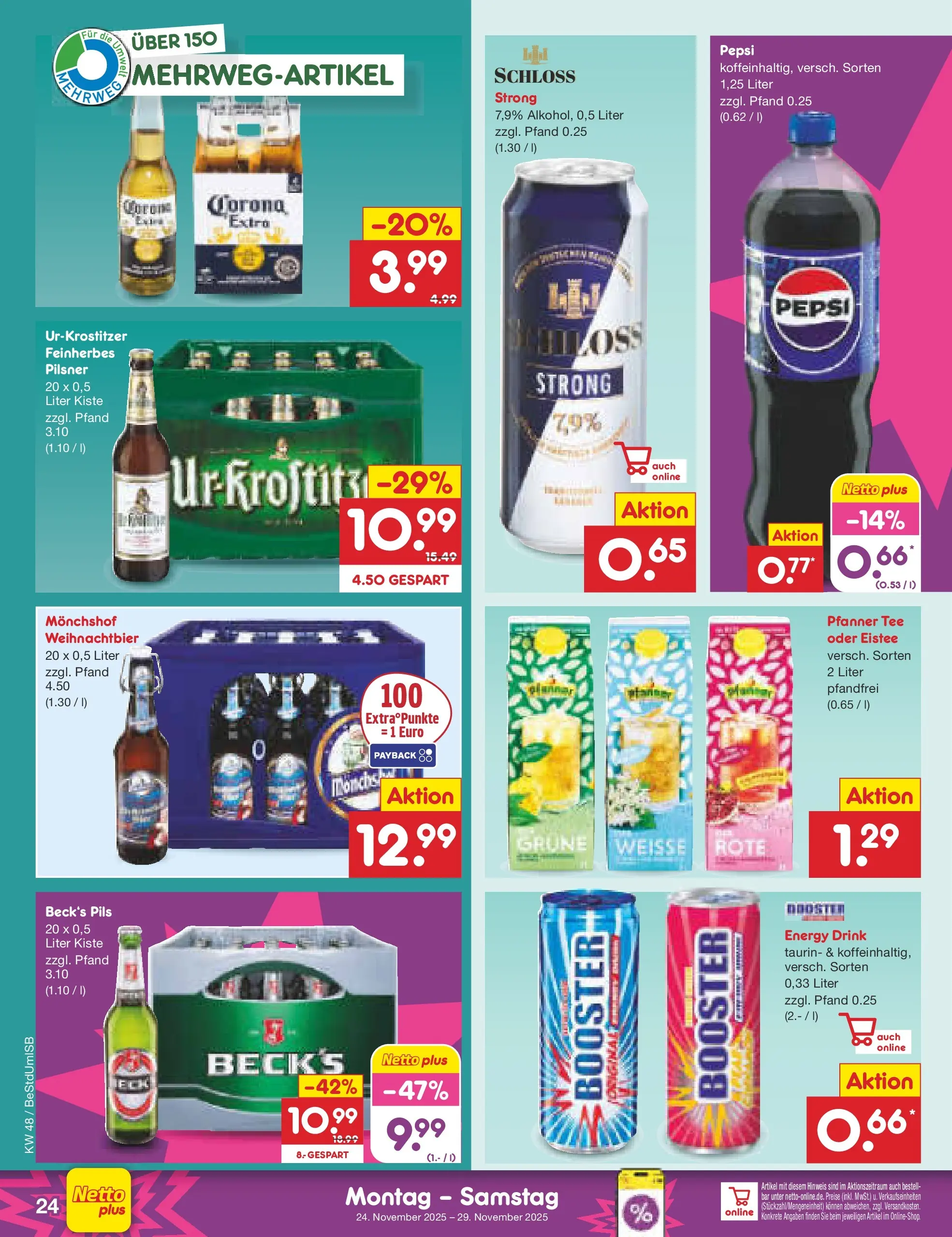 Netto Marken-Discount prospekt Berlin-Spandau	 (ab 23.11.2025) » Angebote | Seite: 30 | Produkte: Monchshof, Energy, Pils, Pepsi