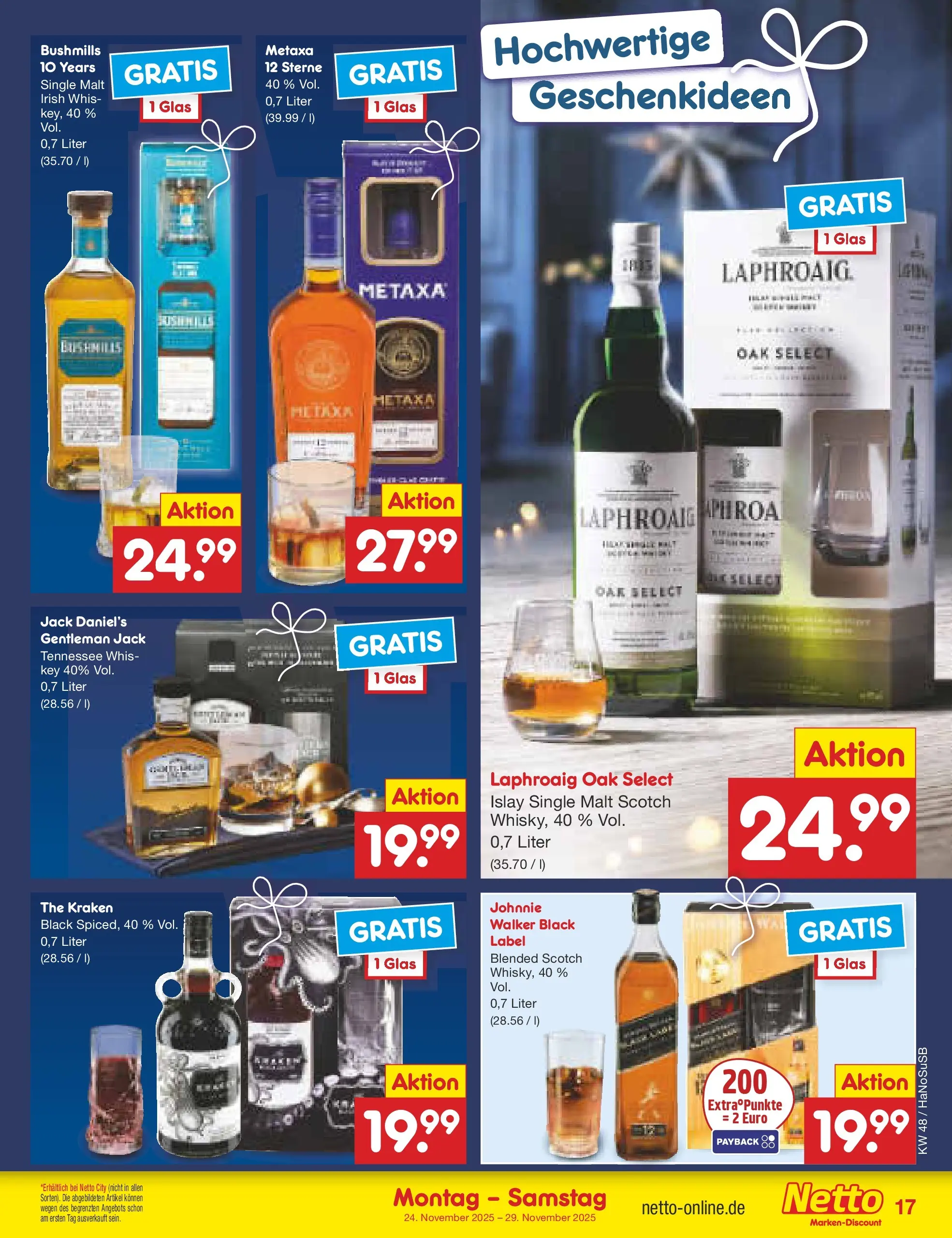Netto Marken-Discount prospekt Wuppertal	 (ab 23.11.2025) » Angebote | Seite: 17 | Produkte: Jack Daniel's, Metaxa
