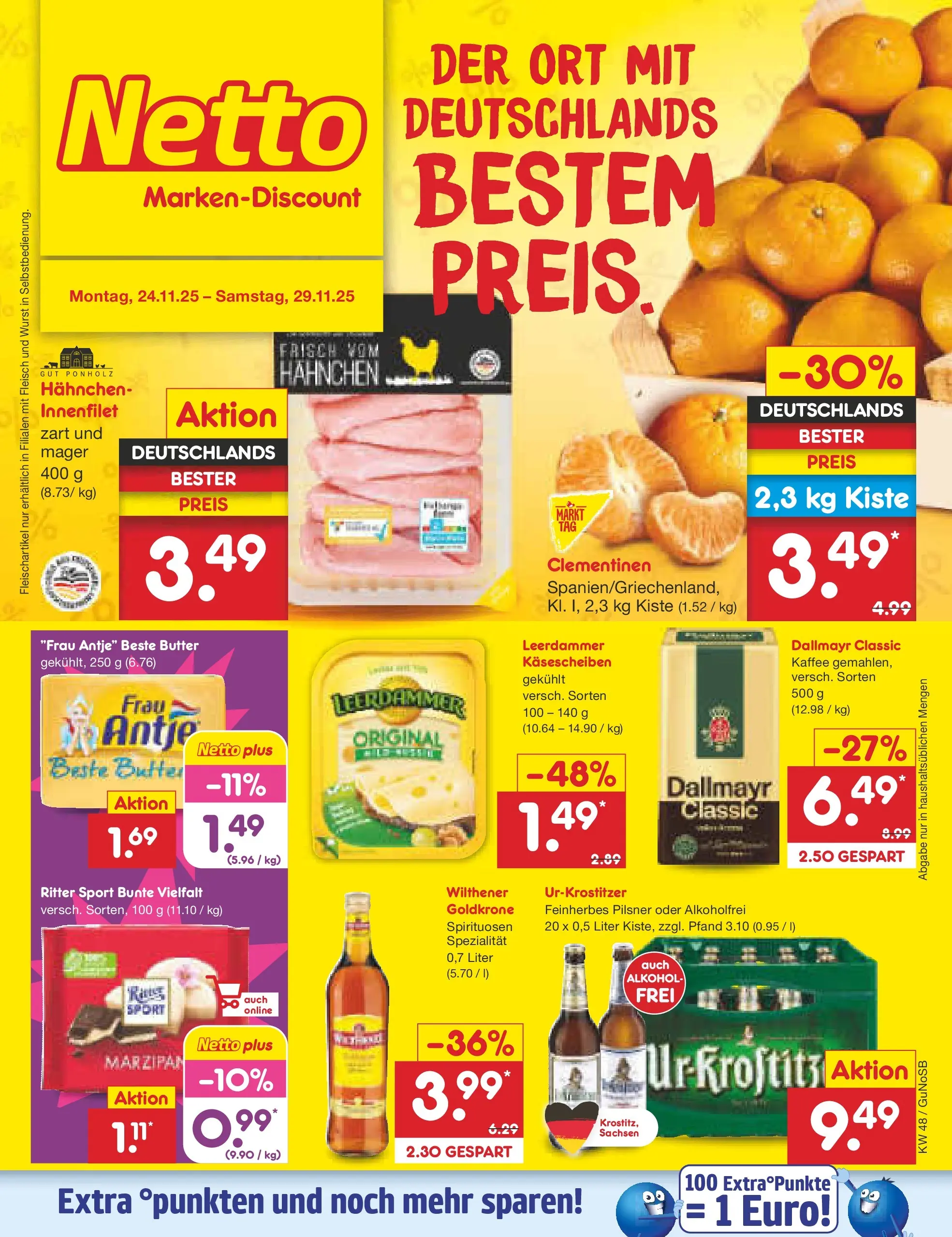 Netto Marken-Discount prospekt Machern	 (ab 23.11.2025) » Angebote | Seite: 1 | Produkte: Kaffee, Ritter sport, Leerdammer, Fleisch