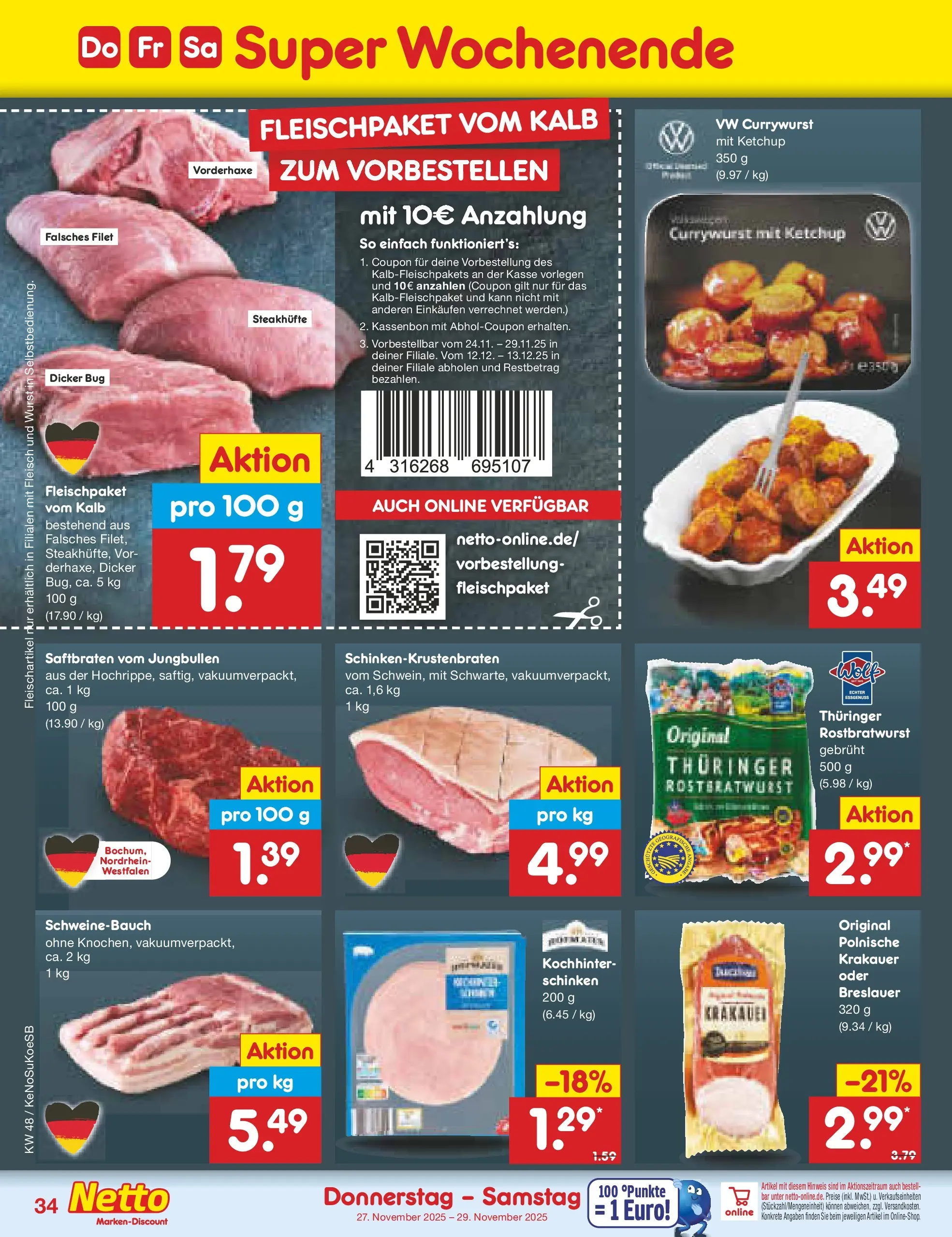 Netto Marken-Discount prospekt Kruft	 (ab 23.11.2025) » Angebote | Seite: 40 | Produkte: Wurst, Schinken, Ketchup, Fleisch