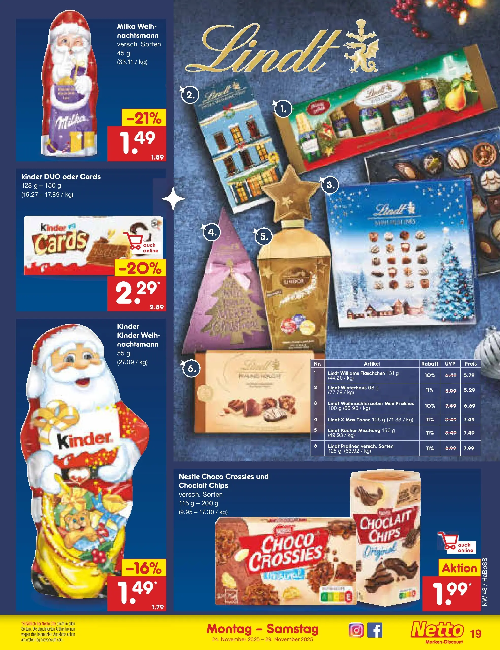 Netto Marken-Discount prospekt Wuppertal	 (ab 23.11.2025) » Angebote | Seite: 19 | Produkte: Kocher, Milka, Lindt, Chips