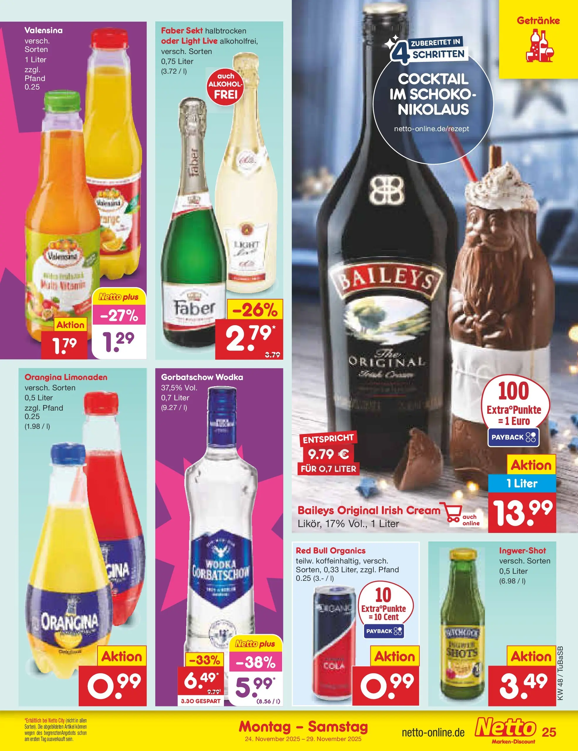 Netto Marken-Discount prospekt Lahr-Langenwinkel	 (ab 24.11.2025) » Angebote | Seite: 31 | Produkte: Red bull, Cola, Sekt, Valensina