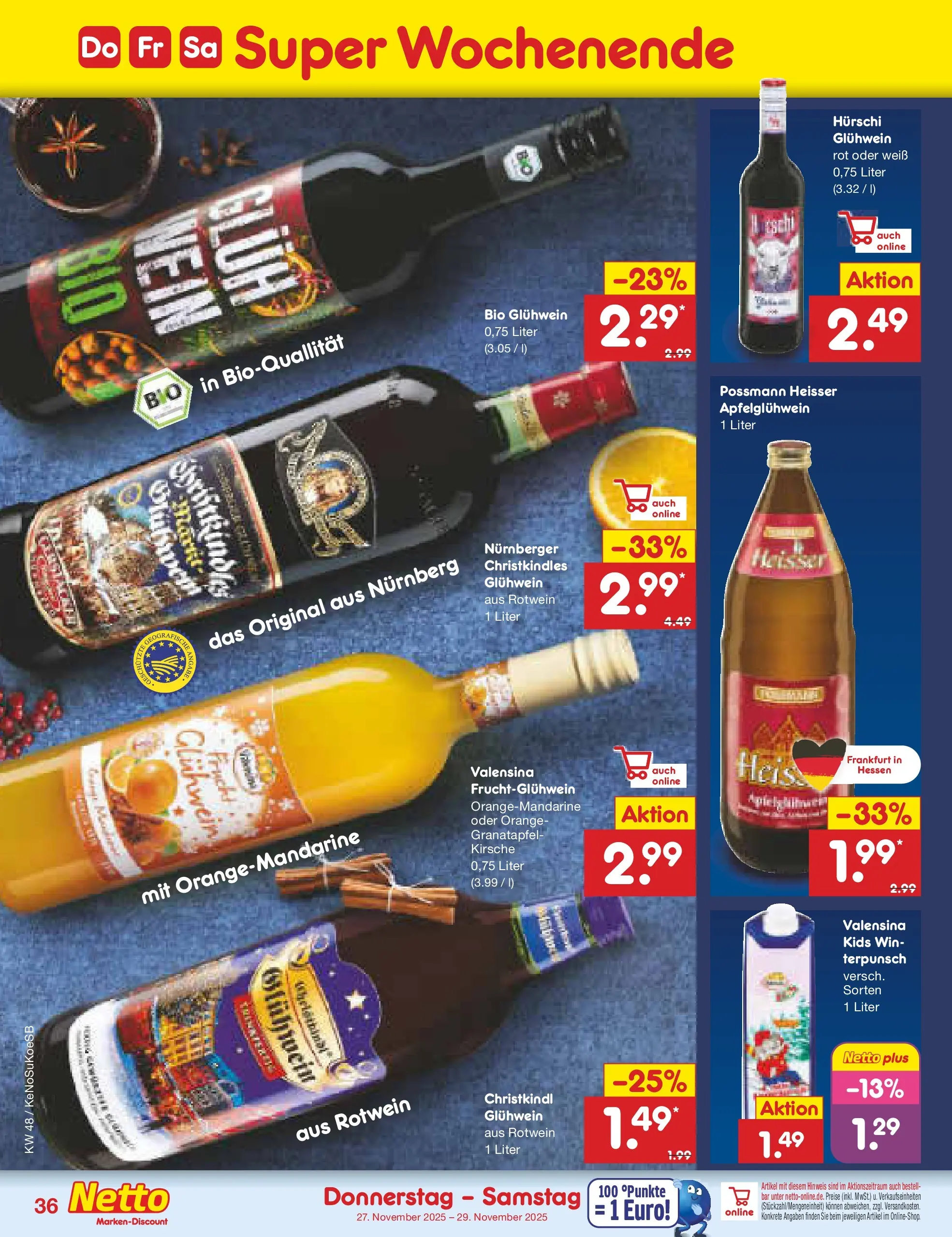 Netto Marken-Discount prospekt Kruft	 (ab 23.11.2025) » Angebote | Seite: 42 | Produkte: Granatapfel, Rotwein, Valensina