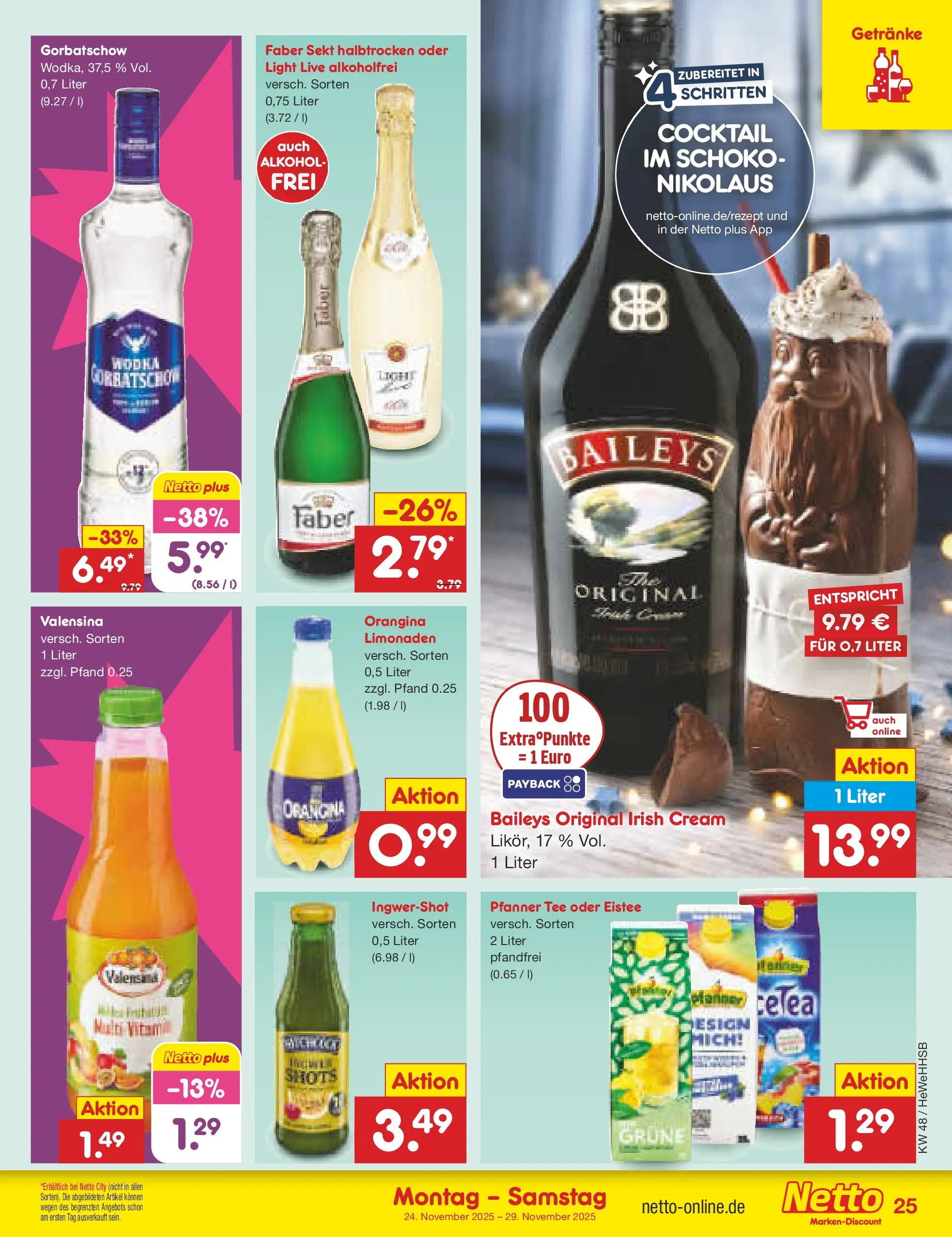 Netto Marken-Discount prospekt Brietlingen	 (ab 23.11.2025) » Angebote | Seite: 31 | Produkte: Sekt, Wodka gorbatschow, Tee, Wodka