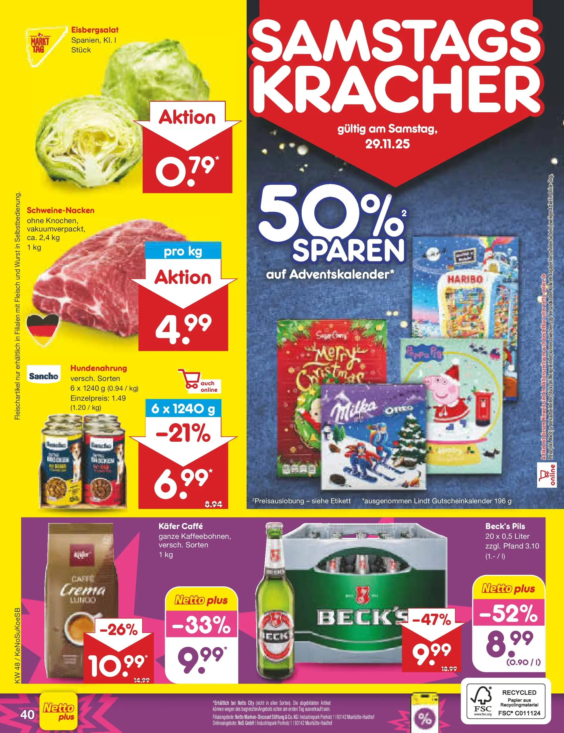 Netto Marken-Discount prospekt Kruft	 (ab 23.11.2025) » Angebote | Seite: 46 | Produkte: Pils, Eisbergsalat, Wurst, Fleisch