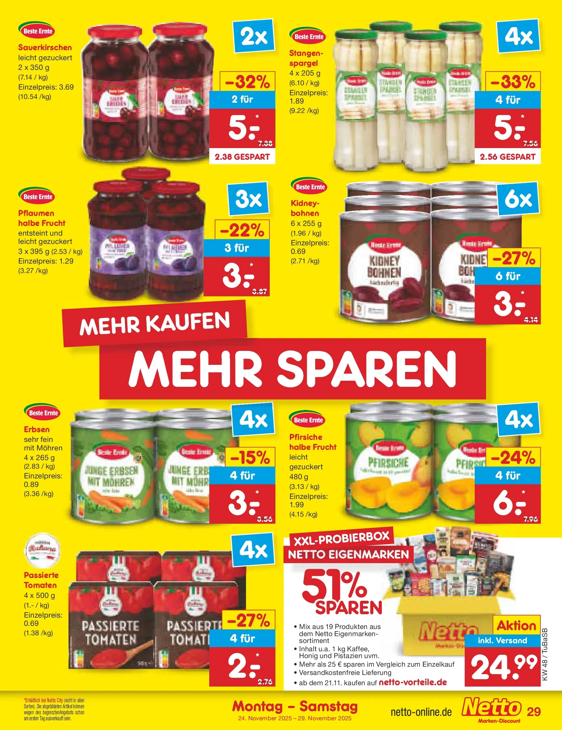 Netto Marken-Discount prospekt Lahr-Langenwinkel	 (ab 24.11.2025) » Angebote | Seite: 35 | Produkte: Tomaten, Pistazien, Mohren, Pfirsich