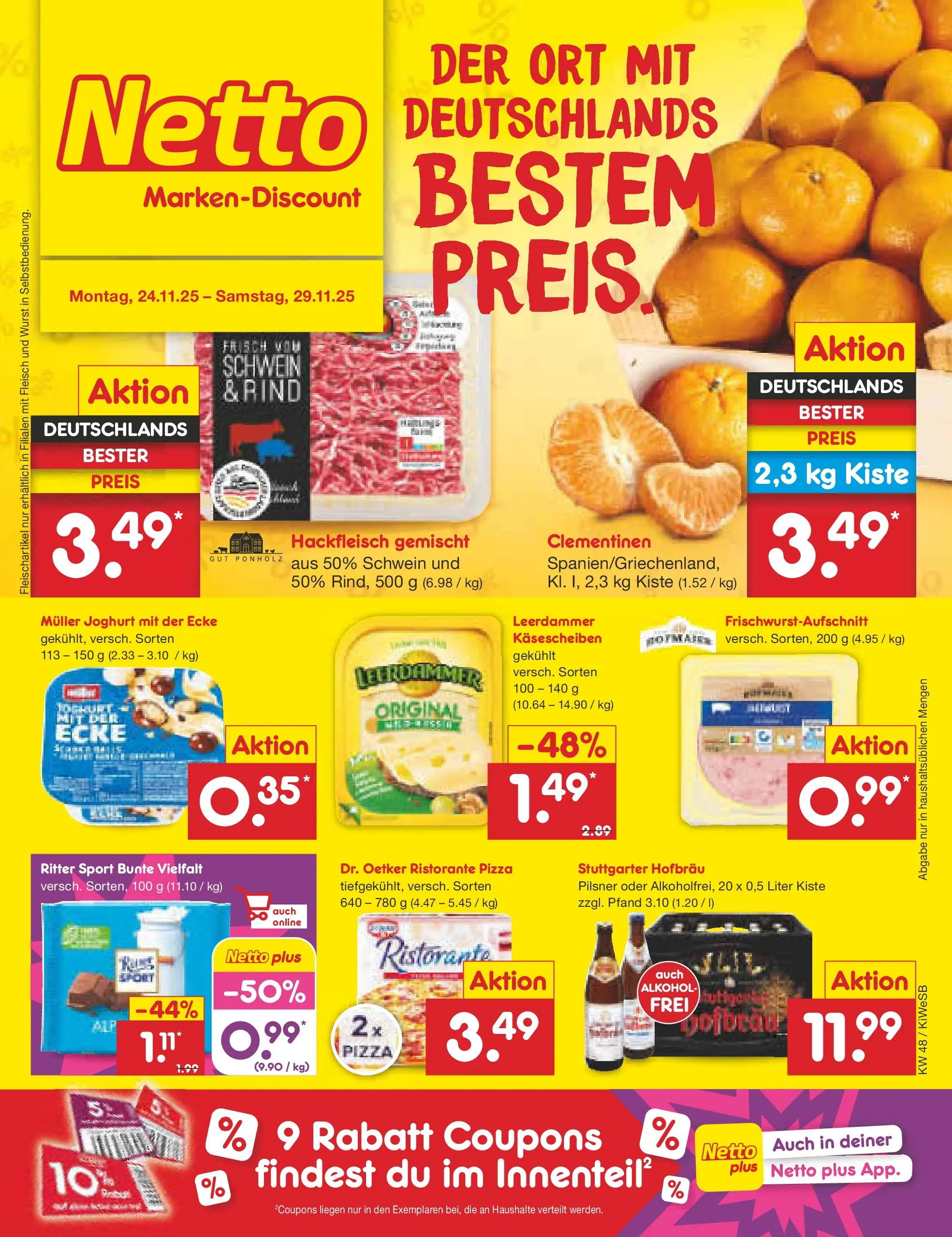 Netto Marken-Discount prospekt Bad Friedrichshall	 (ab 24.11.2025) » Angebote | Seite: 1 | Produkte: Ristorante, Leerdammer, Pizza, Fleisch