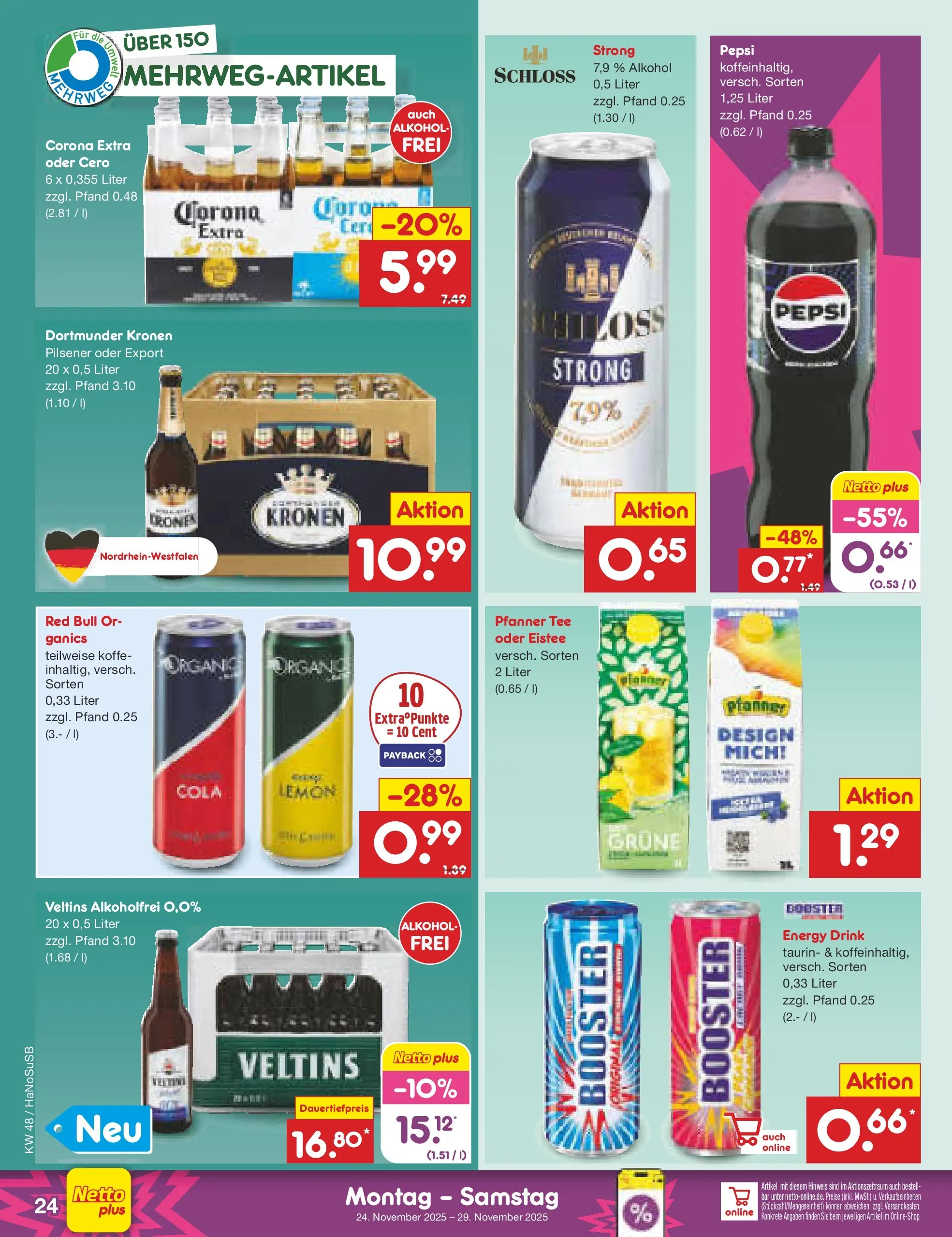 Netto Marken-Discount prospekt Wuppertal	 (ab 23.11.2025) » Angebote | Seite: 30 | Produkte: Red bull, Pepsi, Tee, Veltins