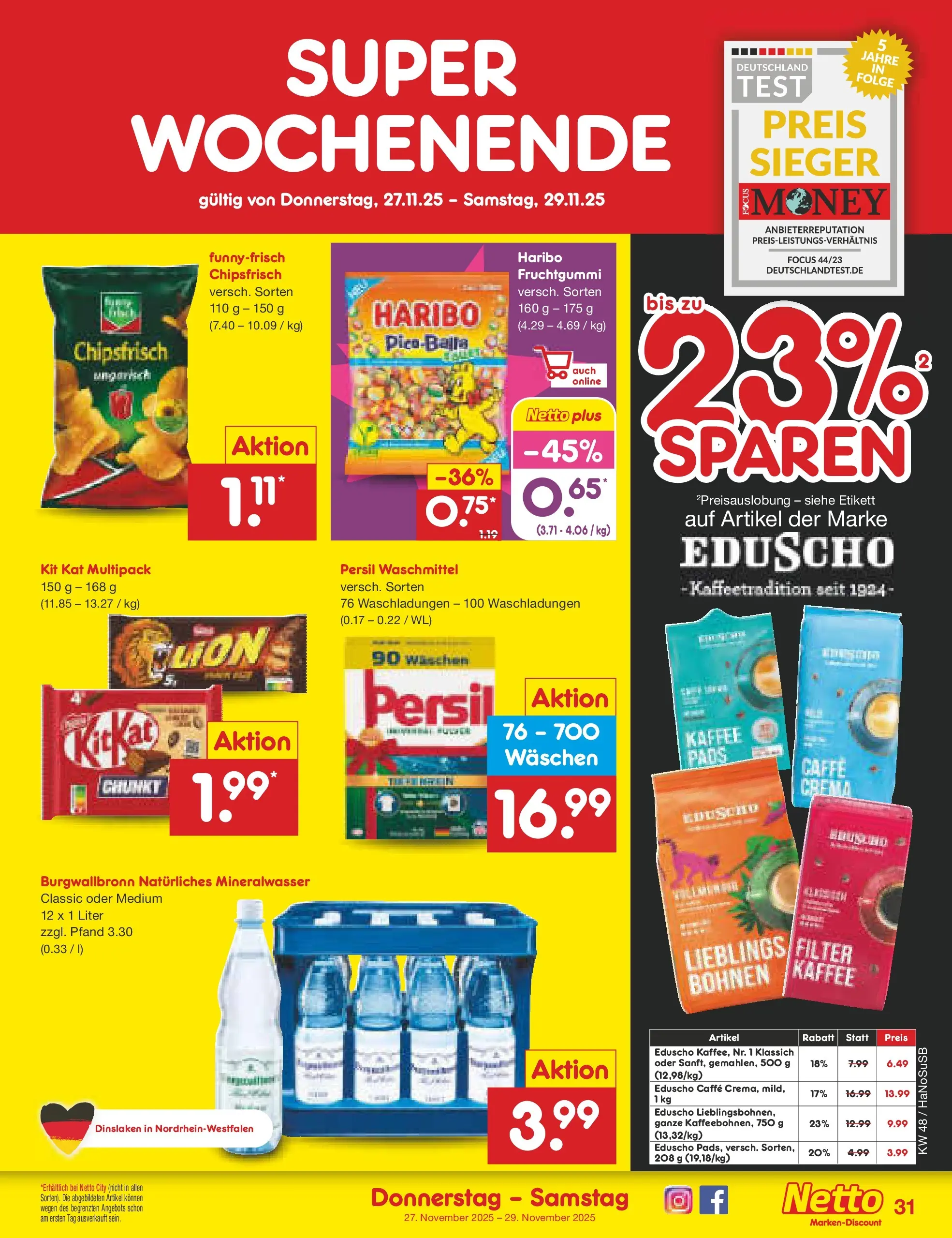 Netto Marken-Discount prospekt Wuppertal	 (ab 23.11.2025) » Angebote | Seite: 37 | Produkte: Haribo, Kaffee, Mineralwasser, Eduscho