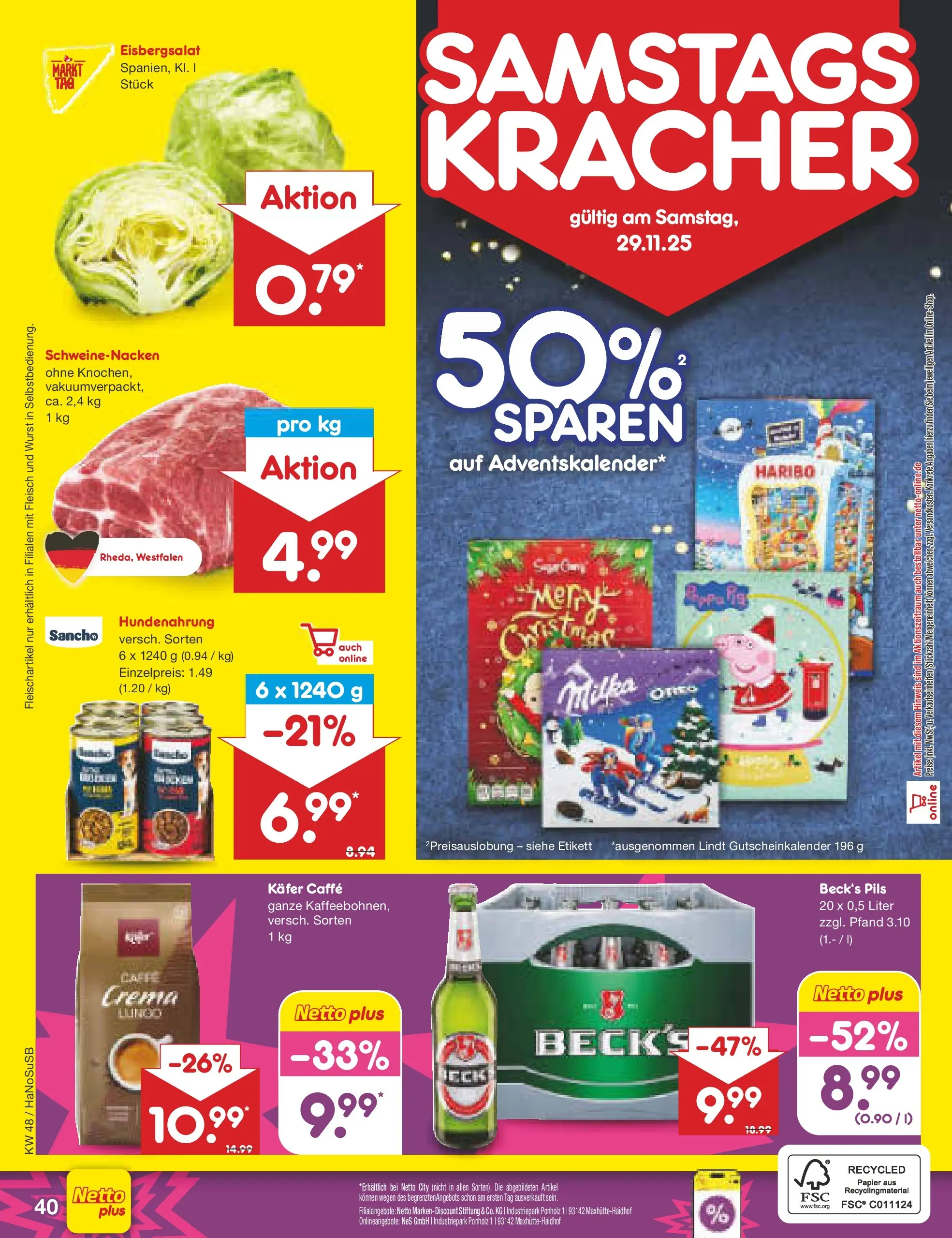Netto Marken-Discount prospekt Wuppertal	 (ab 23.11.2025) » Angebote | Seite: 46 | Produkte: Haribo, Pils, Schweinenacken, Milka