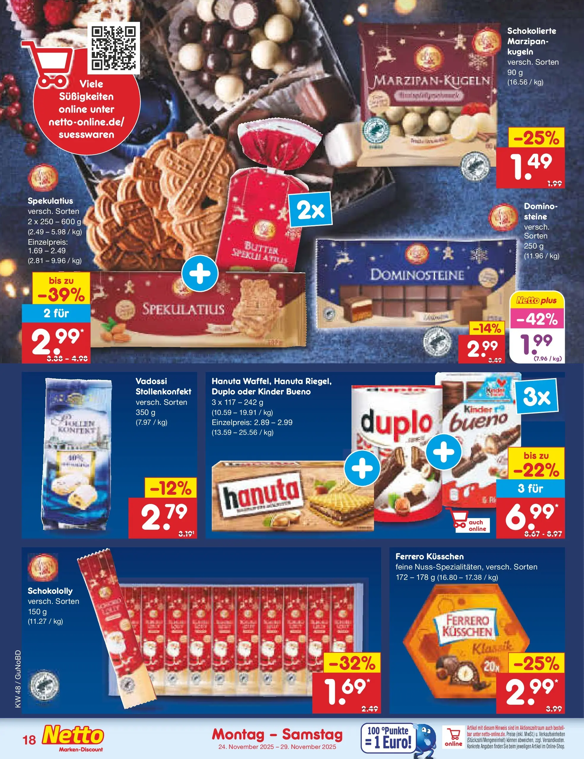 Netto Marken-Discount prospekt Augustusburg	 (ab 23.11.2025) » Angebote | Seite: 18 | Produkte: Butter, Kinder bueno, Süßigkeiten