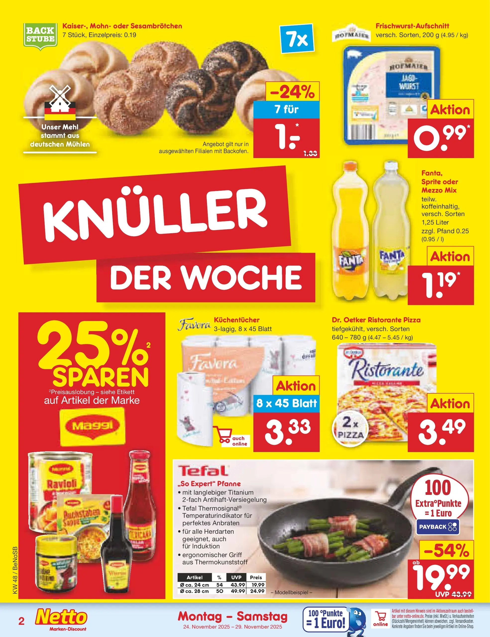 Netto Marken-Discount prospekt Bergen Auf Rügen	 (ab 24.11.2025) » Angebote | Seite: 2 | Produkte: Ristorante, Mezzo mix, Wurst, Pizza