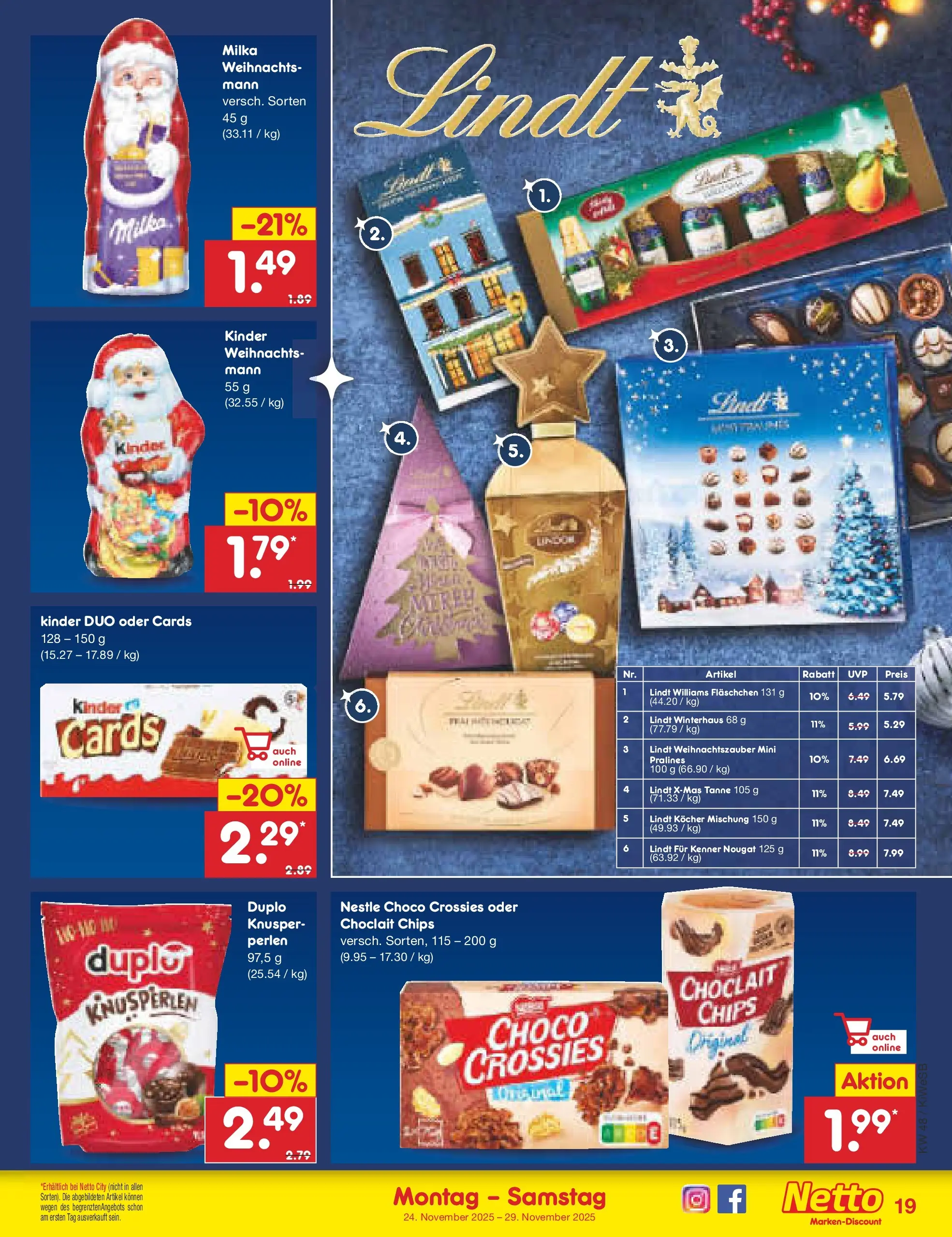 Netto Marken-Discount prospekt Bad Friedrichshall	 (ab 24.11.2025) » Angebote | Seite: 19 | Produkte: Kocher, Lindt, Chips