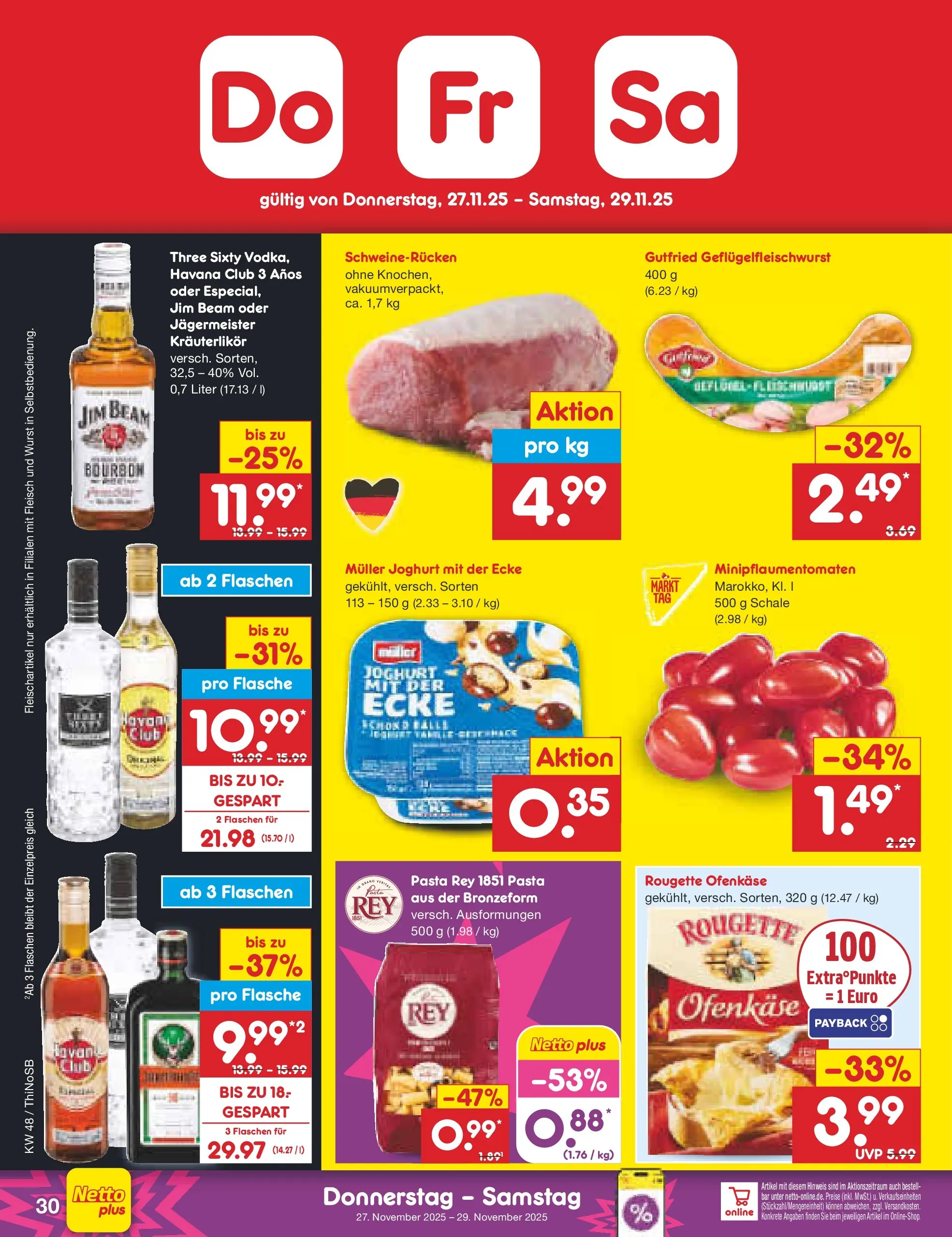 Netto Marken-Discount prospekt Spremberg	 (ab 24.11.2025) » Angebote | Seite: 38 | Produkte: Joghurt, Jägermeister, Wurst, Pasta
