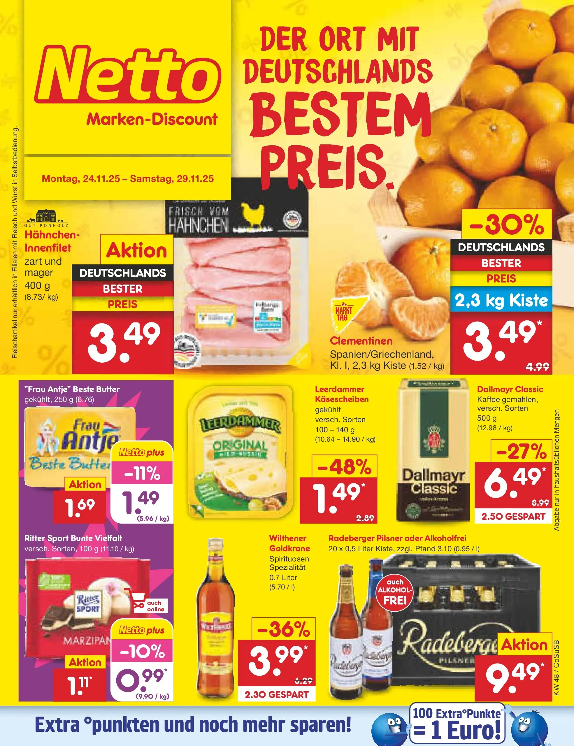 Netto Marken-Discount prospekt Bitterfeld-Wolfen	 (ab 24.11.2025) » Angebote | Seite: 1 | Produkte: Butter, Kaffee, Leerdammer, Fleisch