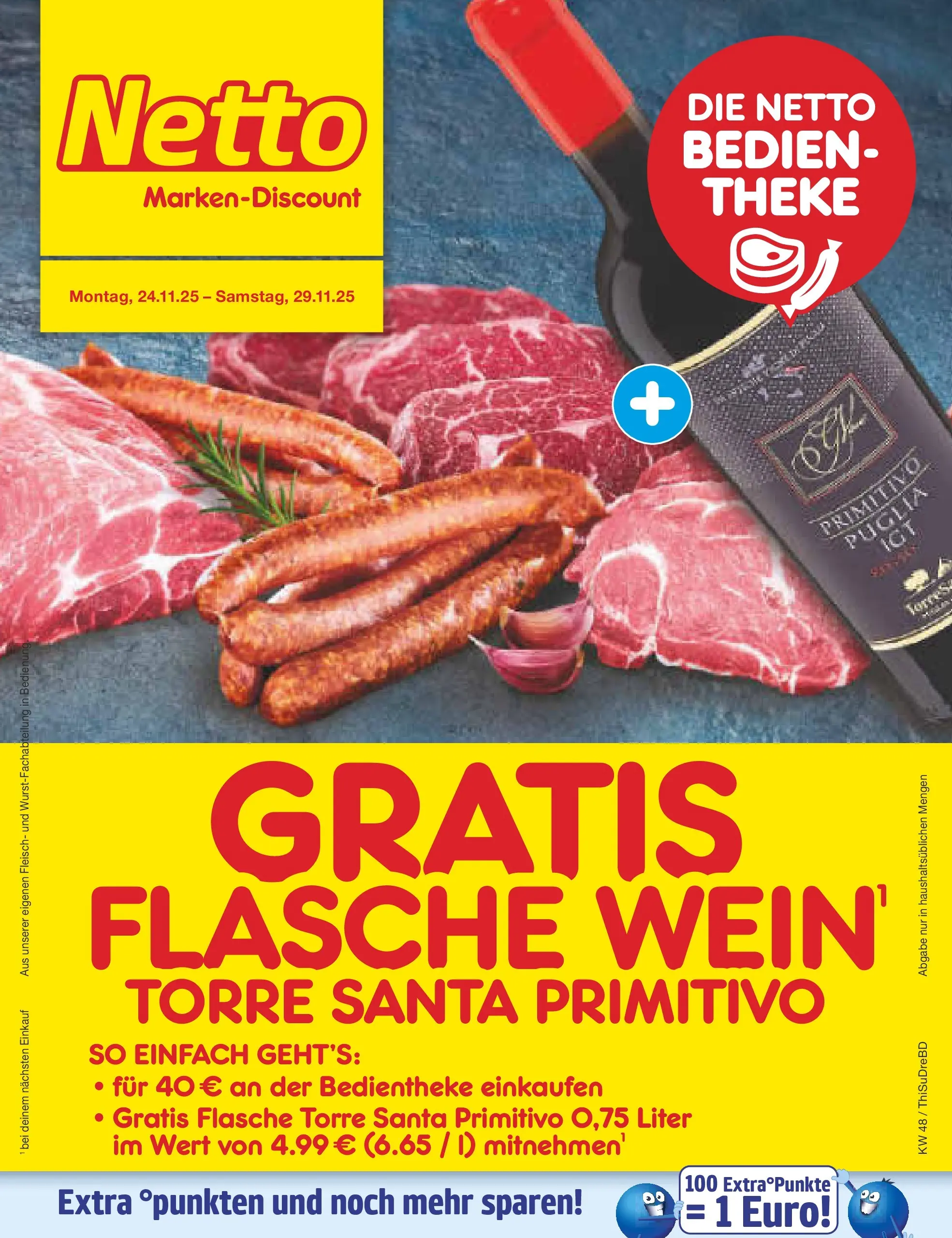 Netto Marken-Discount prospekt Thiendorf	 (ab 24.11.2025) » Angebote | Seite: 22 | Produkte: Theke, Wein, Fleisch