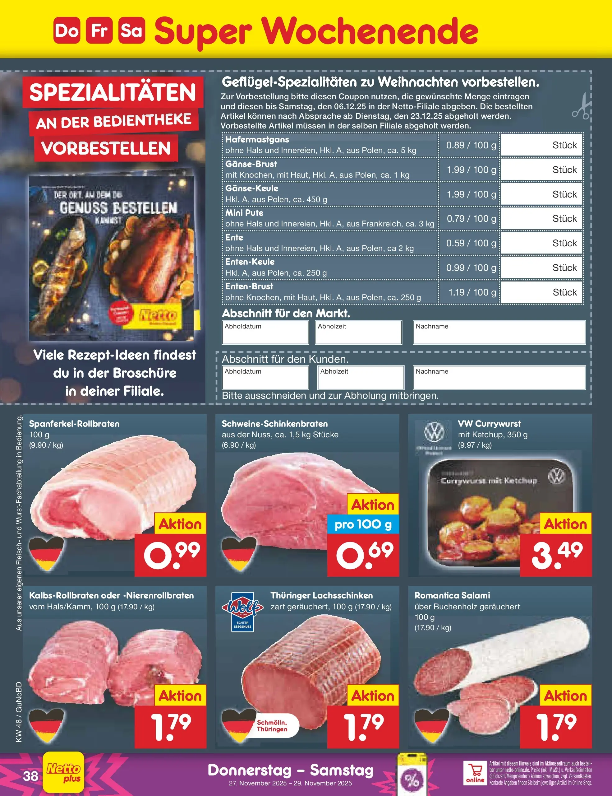 Netto Marken-Discount prospekt Augustusburg	 (ab 23.11.2025) » Angebote | Seite: 46 | Produkte: Salami, Ketchup, Fleisch, Ente