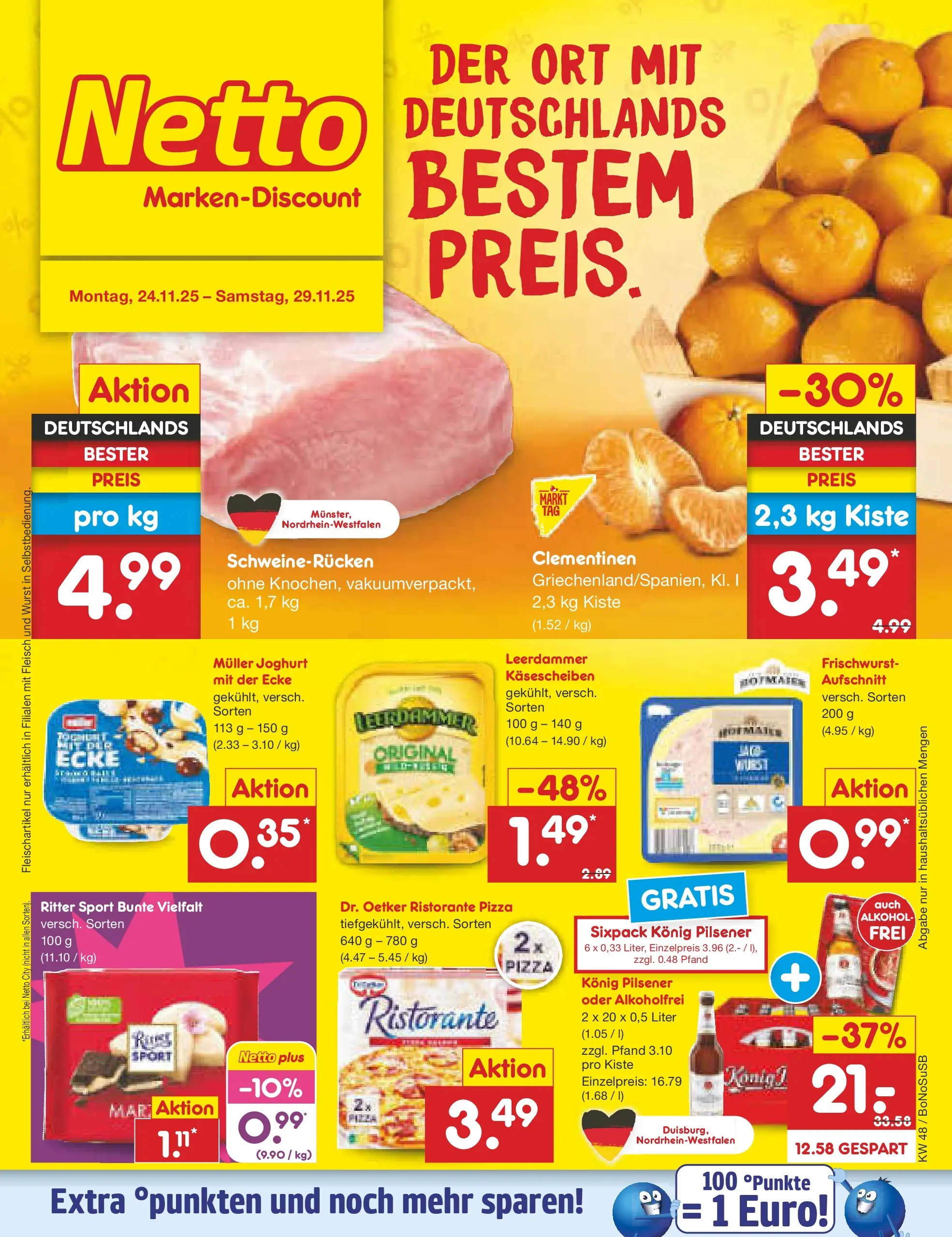 Netto Marken-Discount prospekt Herne	 (ab 24.11.2025) » Angebote | Seite: 1 | Produkte: Konig pilsener, Wurst, Pizza, Fleisch