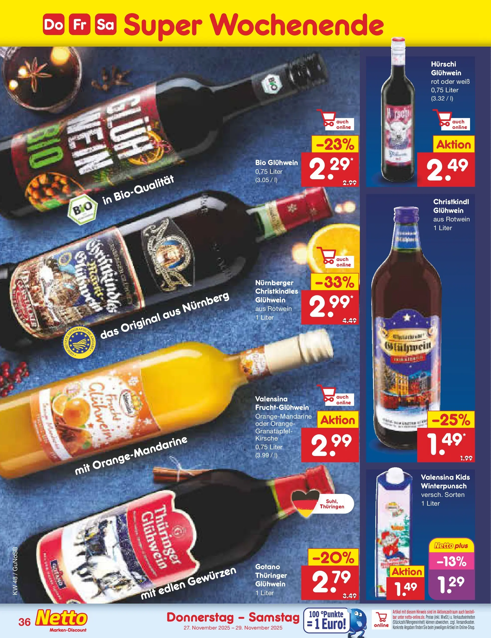 Netto Marken-Discount prospekt Machern	 (ab 23.11.2025) » Angebote | Seite: 44 | Produkte: Granatapfel, Rotwein, Valensina