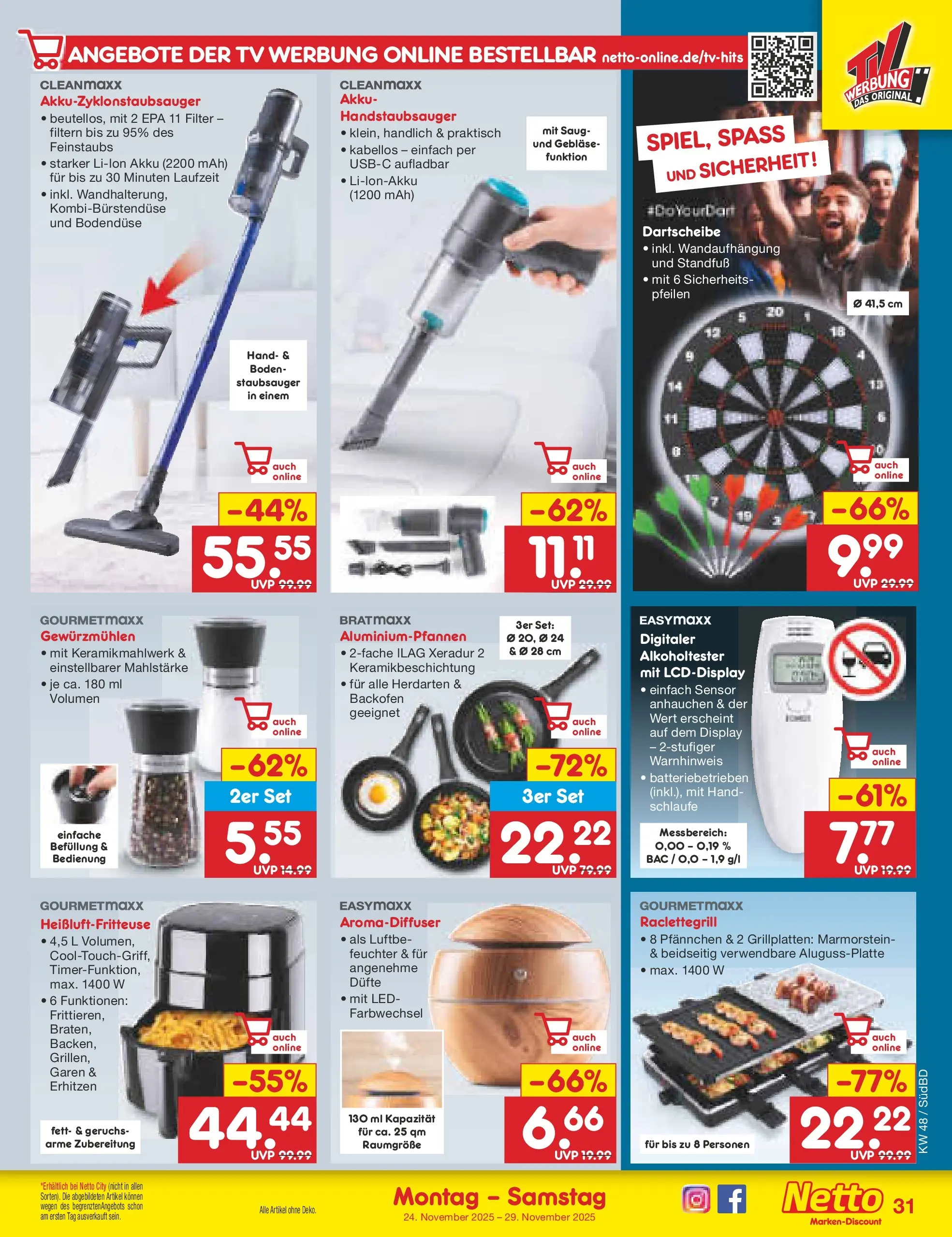 Netto Marken-Discount prospekt Mistelbach	 (ab 24.11.2025) » Angebote | Seite: 37 | Produkte: Staubsauger, Backofen, Heißluftfritteuse, TV