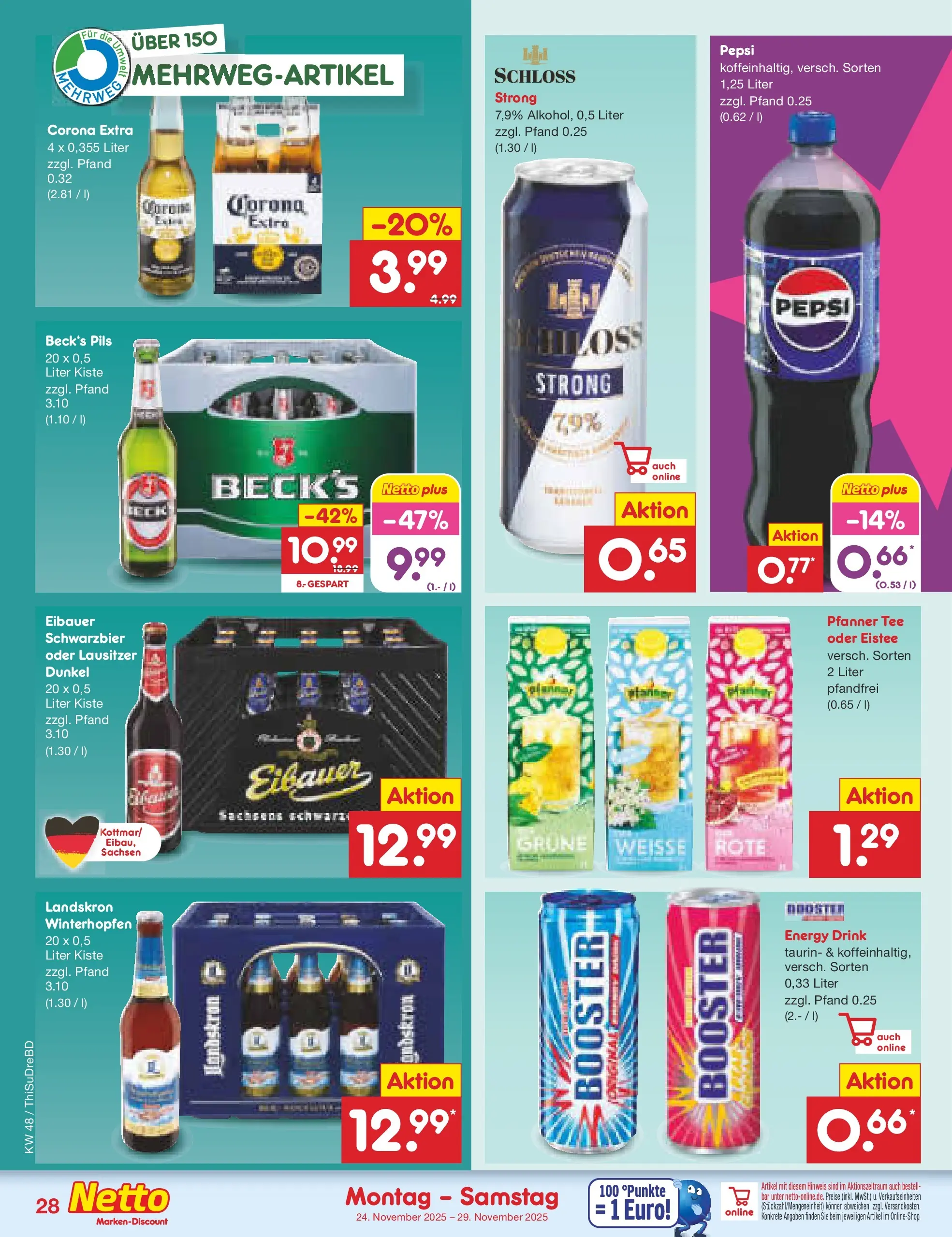 Netto Marken-Discount prospekt Thiendorf	 (ab 24.11.2025) » Angebote | Seite: 34 | Produkte: Energy, Pils, Pepsi, Tee