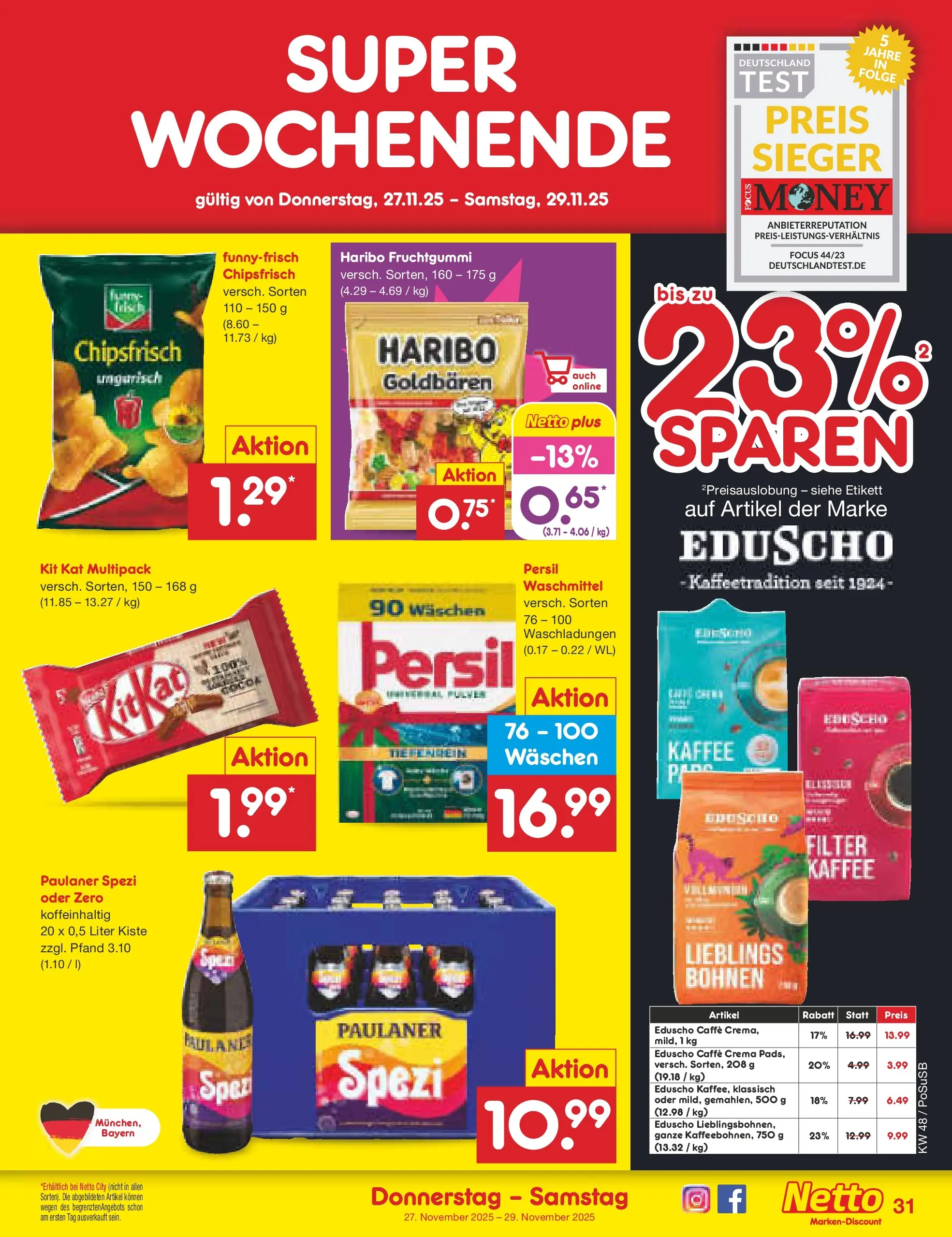Netto Marken-Discount prospekt Regensburg	 (ab 24.11.2025) » Angebote | Seite: 39 | Produkte: Haribo, Paulaner spezi, Paulaner, Persil