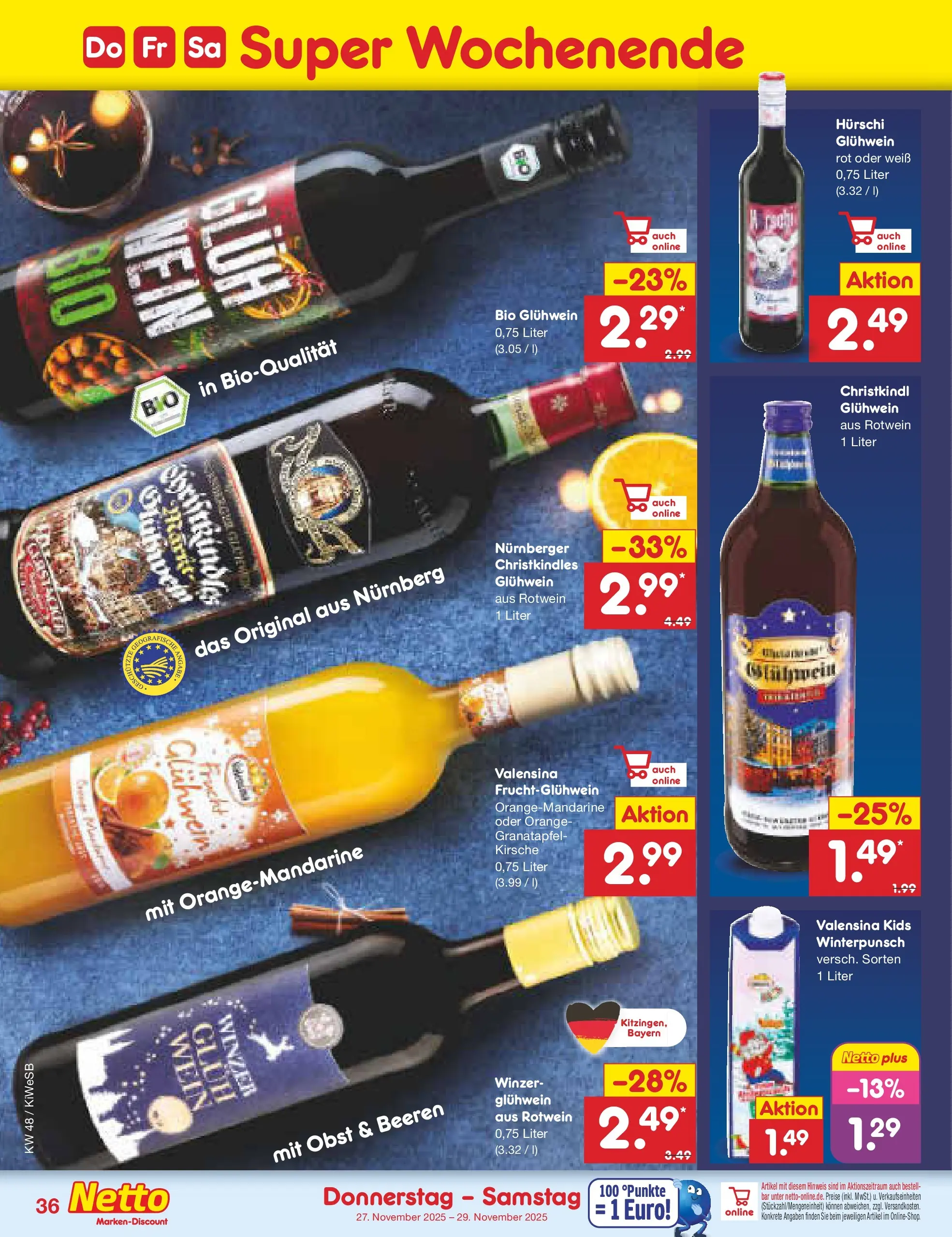 Netto Marken-Discount prospekt Bad Friedrichshall	 (ab 24.11.2025) » Angebote | Seite: 44 | Produkte: Granatapfel, Rotwein, Valensina, Obst
