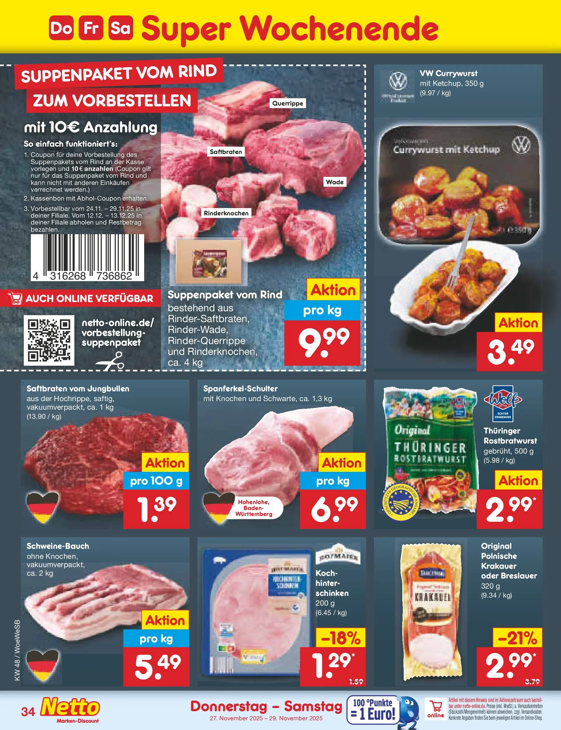 Netto Marken-Discount prospekt Katzweiler	 (ab 24.11.2025) » Angebote | Seite: 42 | Produkte: Schweinebauch, Schinken, Ketchup