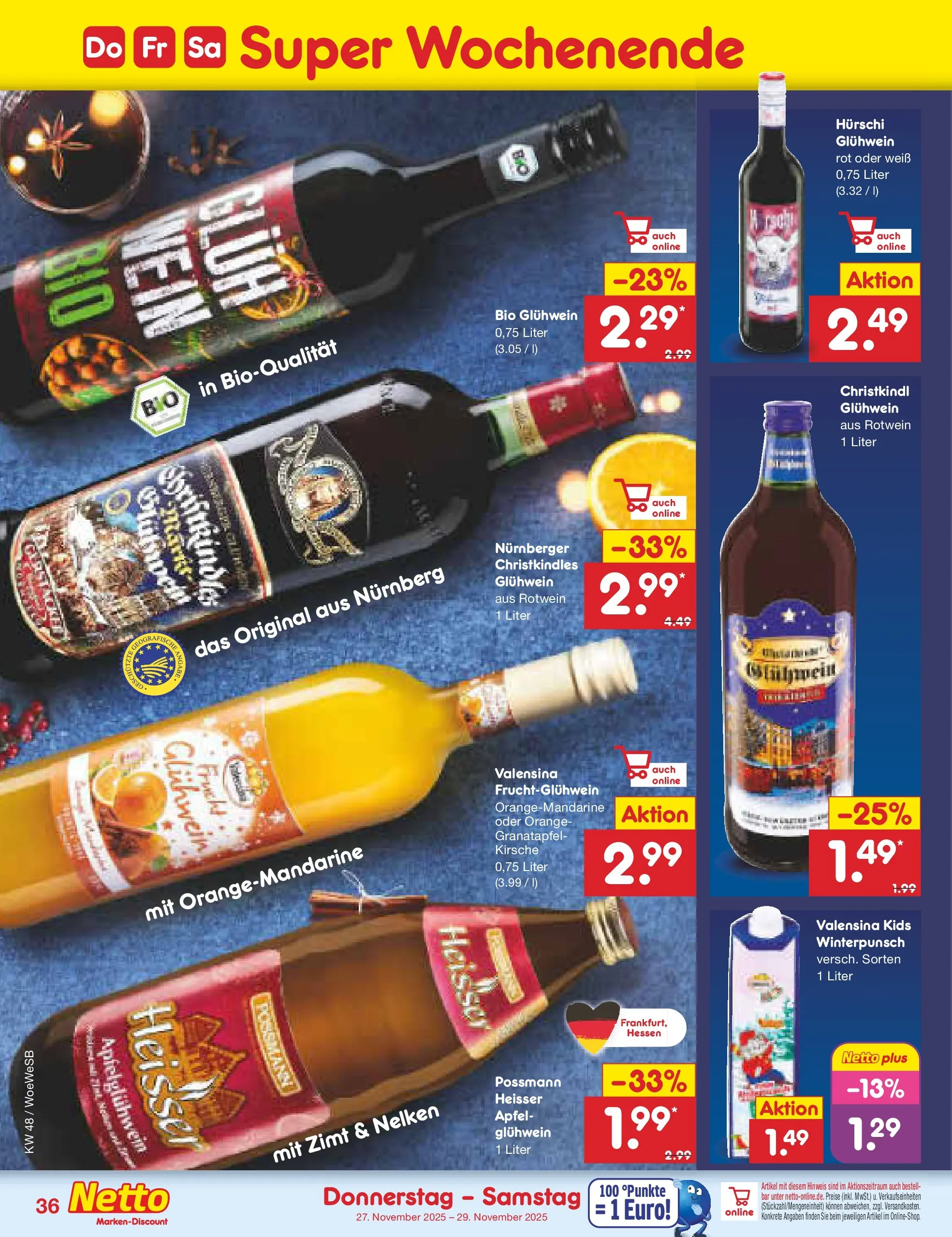 Netto Marken-Discount prospekt Katzweiler	 (ab 24.11.2025) » Angebote | Seite: 44 | Produkte: Granatapfel, Rotwein, Äpfel, Valensina
