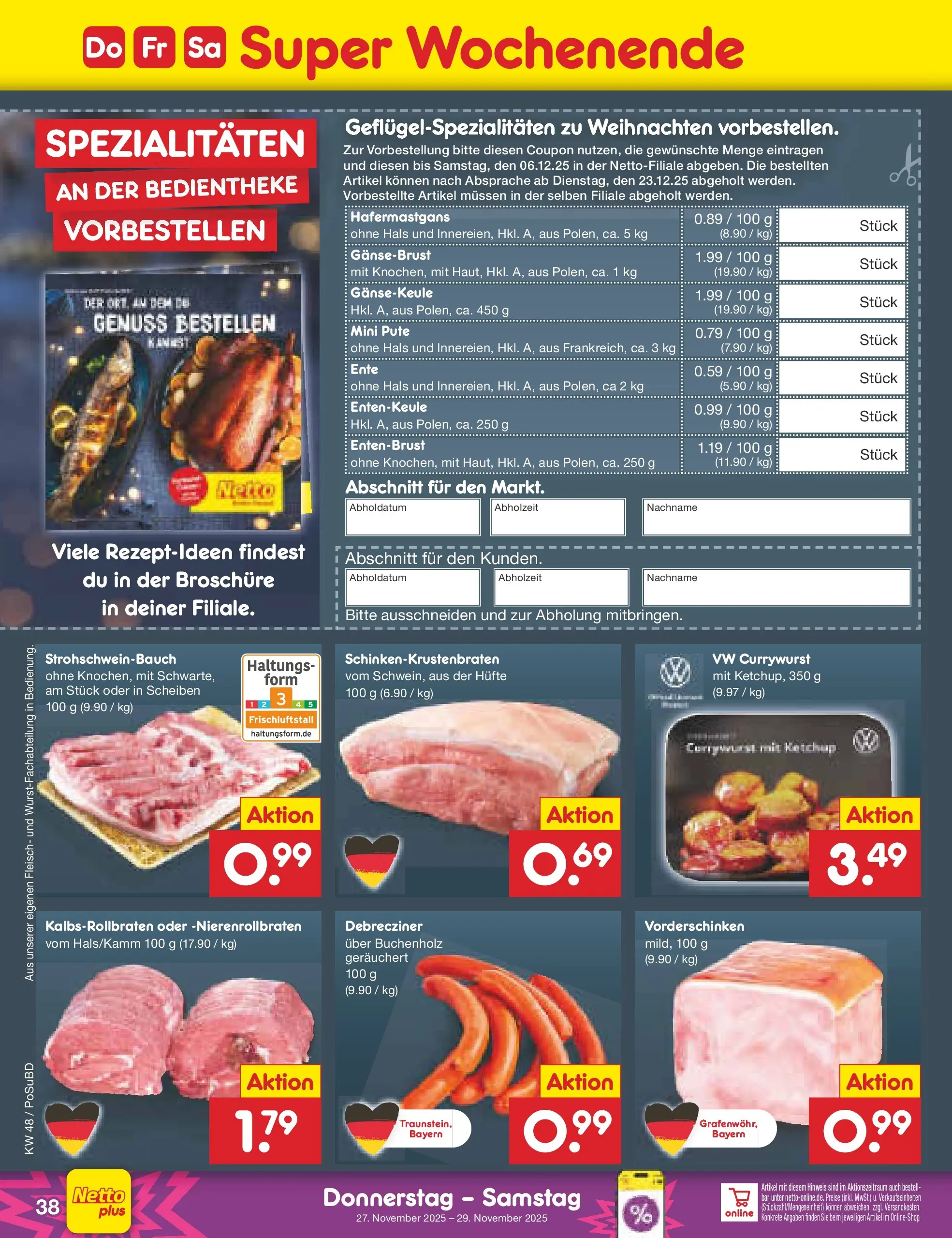 Netto Marken-Discount prospekt Regensburg	 (ab 24.11.2025) » Angebote | Seite: 46 | Produkte: Pute, Fleisch, Ente
