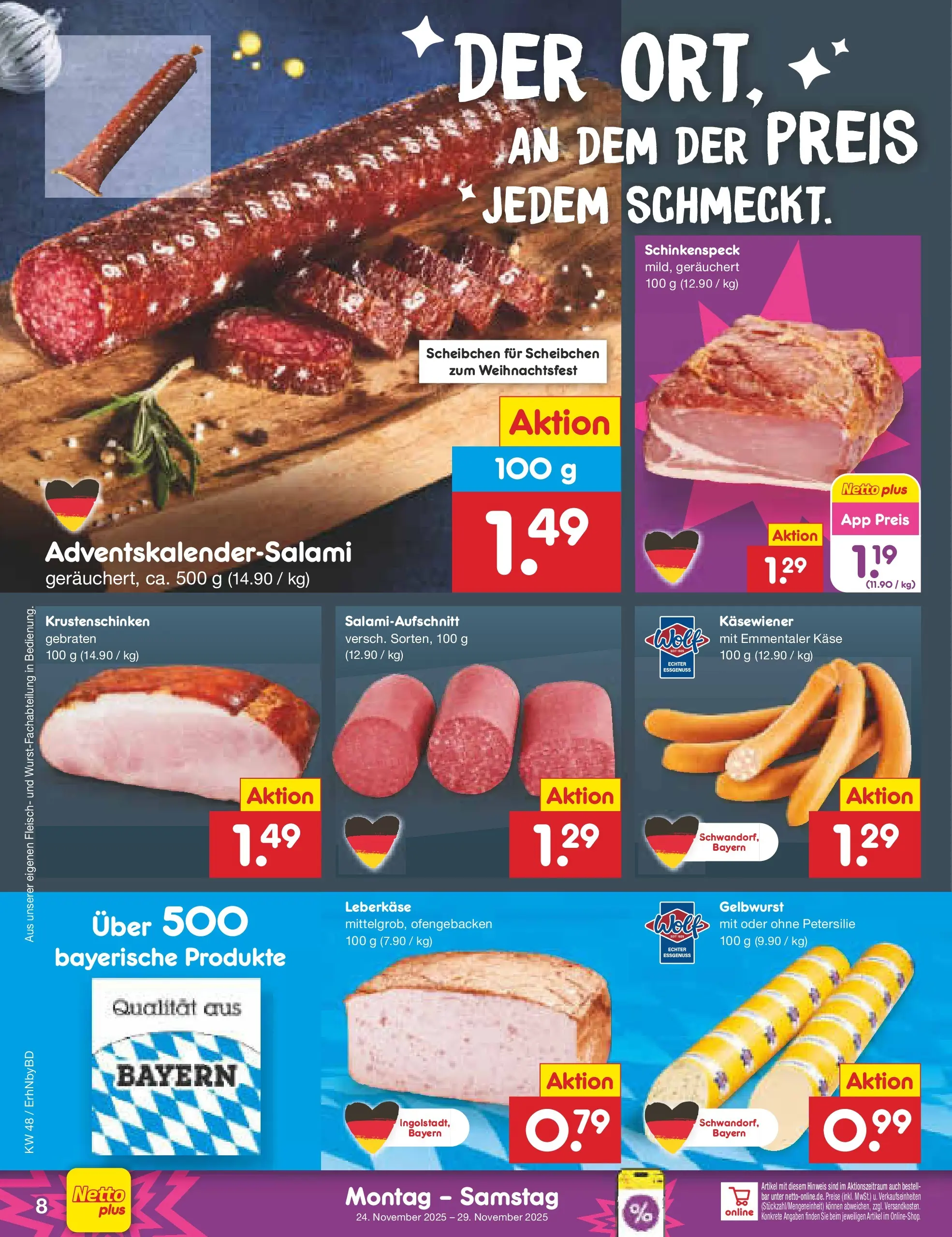 Netto Marken-Discount prospekt Ergolding	 (ab 24.11.2025) » Angebote | Seite: 8 | Produkte: Käse, Petersilie, Fleisch, Leberkase