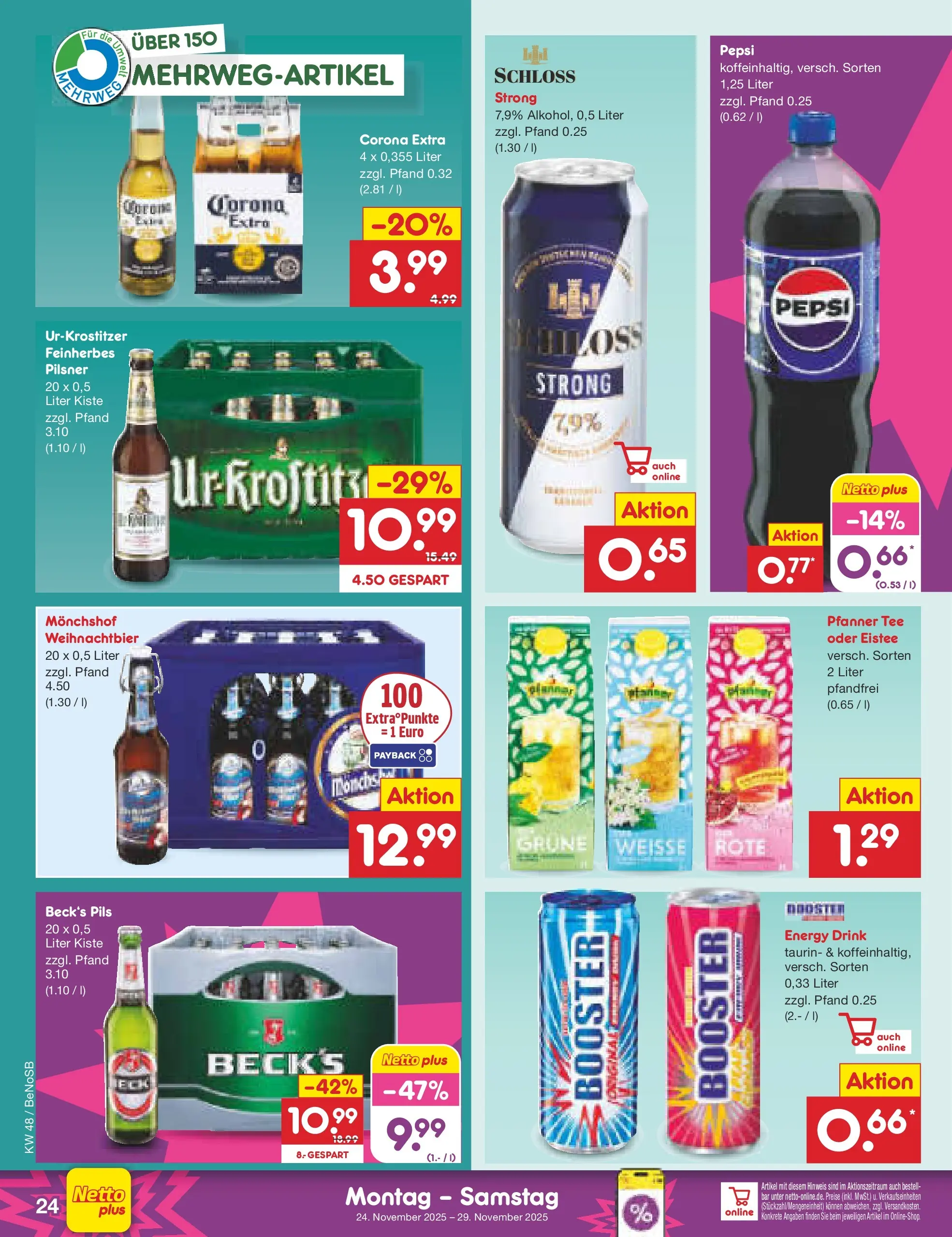 Netto Marken-Discount prospekt Bergen Auf Rügen	 (ab 24.11.2025) » Angebote | Seite: 30 | Produkte: Energy, Pils, Pepsi, Tee