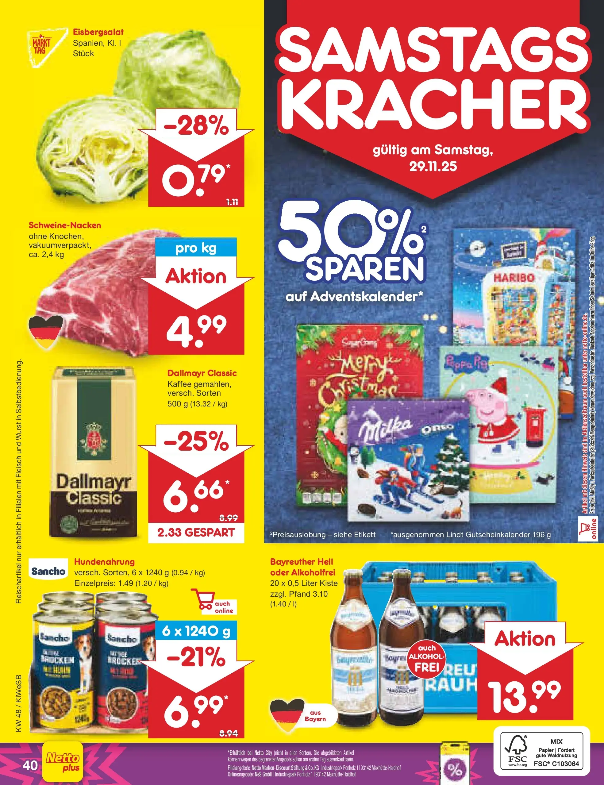 Netto Marken-Discount prospekt Bad Friedrichshall	 (ab 24.11.2025) » Angebote | Seite: 48 | Produkte: Haribo, Kaffee, Schweinenacken, Milka