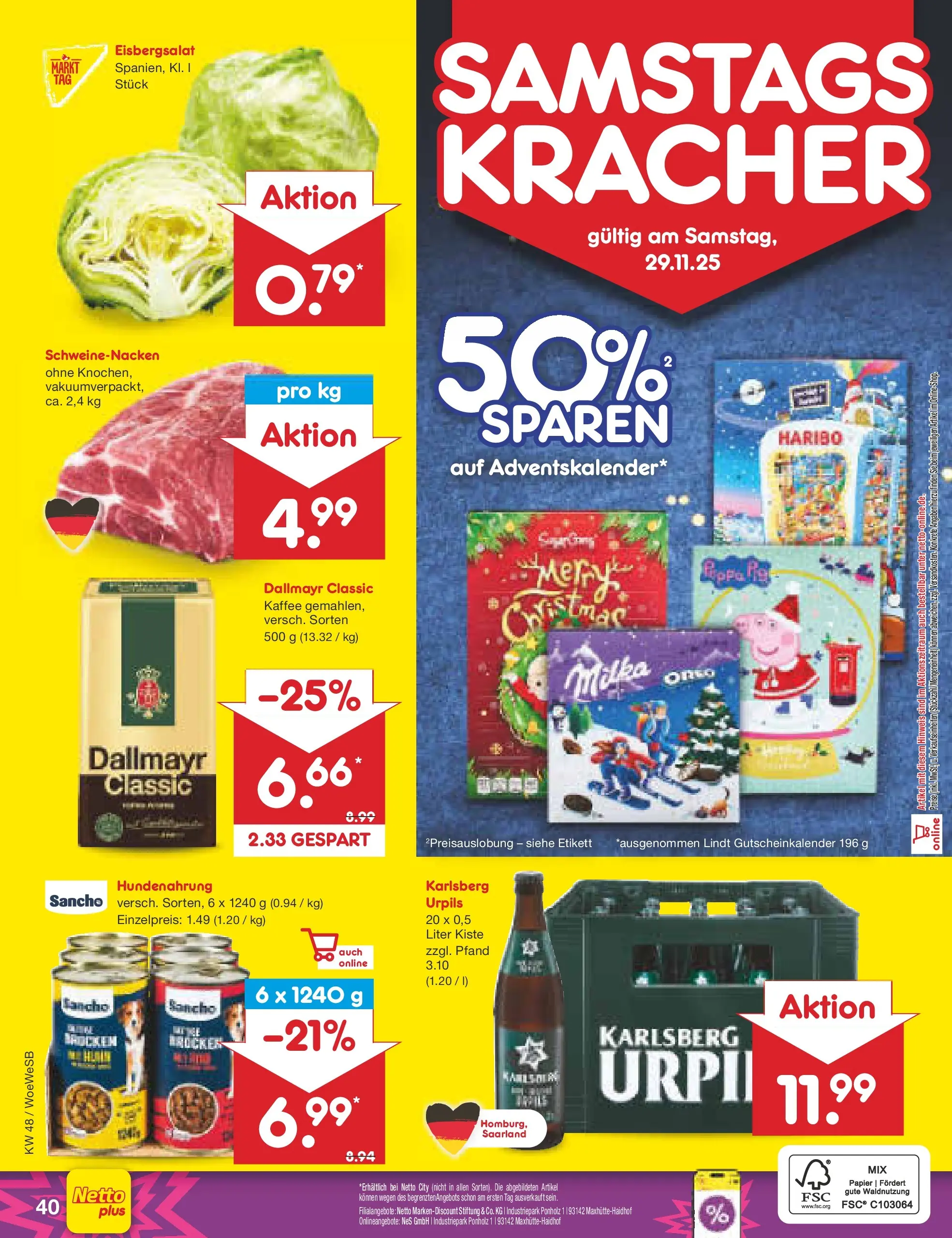 Netto Marken-Discount prospekt Katzweiler	 (ab 24.11.2025) » Angebote | Seite: 48 | Produkte: Haribo, Milka, Dallmayr, Lindt