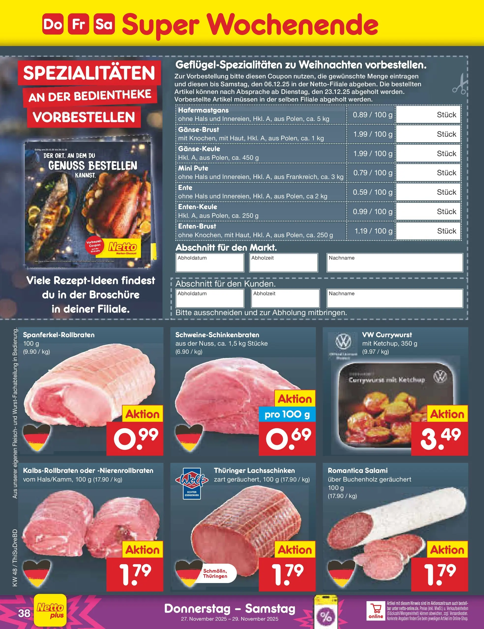 Netto Marken-Discount prospekt Thiendorf	 (ab 24.11.2025) » Angebote | Seite: 46 | Produkte: Salami, Ketchup, Fleisch, Ente