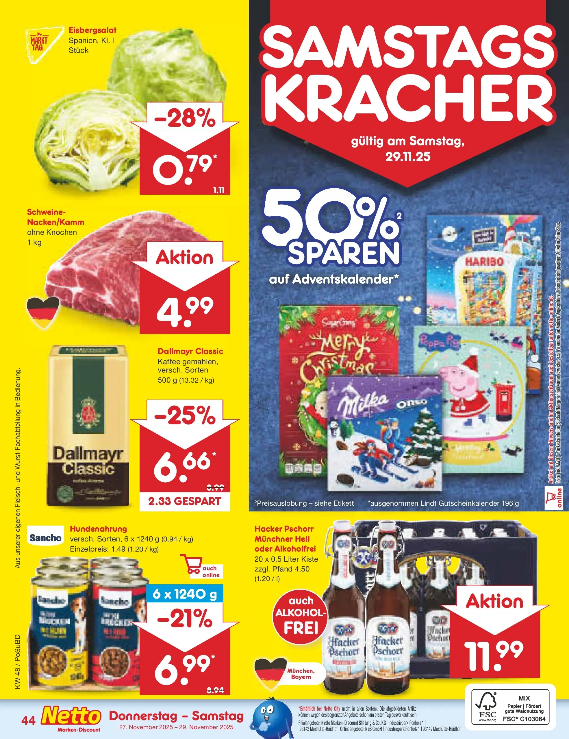 Netto Marken-Discount prospekt Regensburg	 (ab 24.11.2025) » Angebote | Seite: 52 | Produkte: Haribo, Kaffee, Dallmayr, Lindt